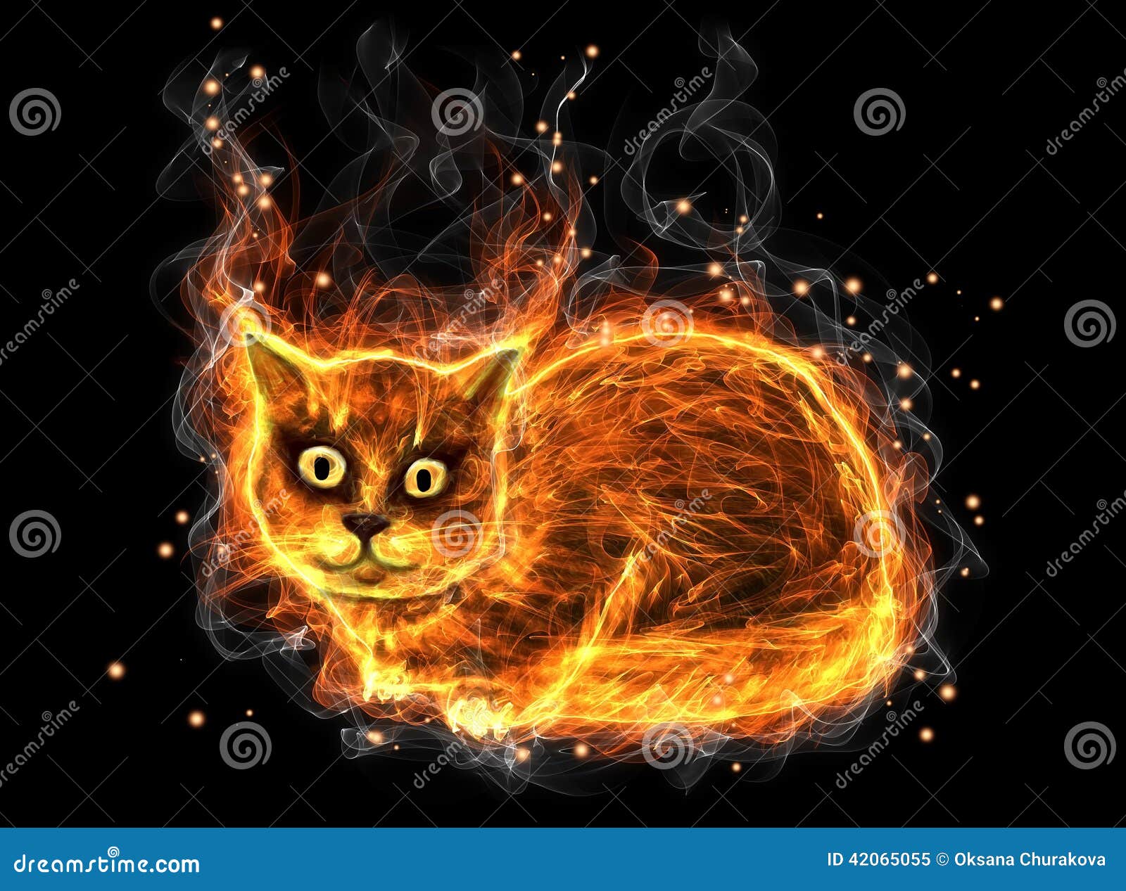 Fire Cat 库存例证 插画包括有火焰 特征 想法 吉祥人 吓呆 危险 权威 妖怪