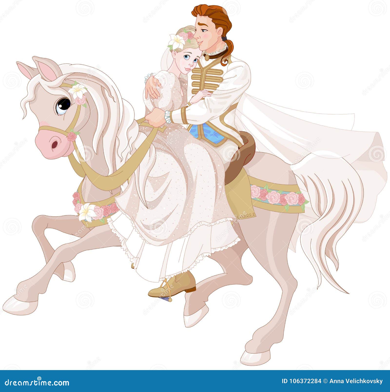 灰姑娘和riding王子一匹马在婚姻以后向量例证 插画包括有国王 迷住 图画 灰姑娘 自由