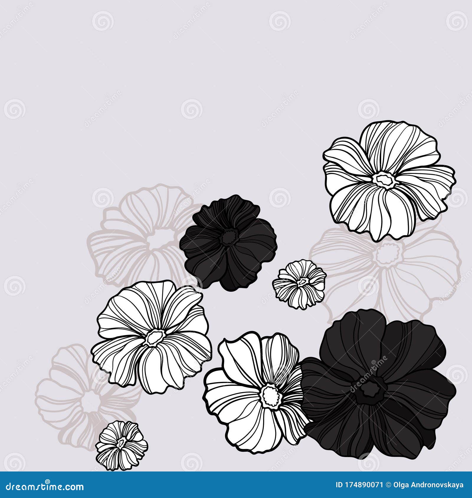灰色背景中的黑白花向量例证 插画包括有分级显示 灰色 花瓣 现有量 艺术 墨水 例证 灰色背景中的黑白花向量例证 插画包括有分级显示 灰色 花瓣 现有量 艺术 墨水 例证
