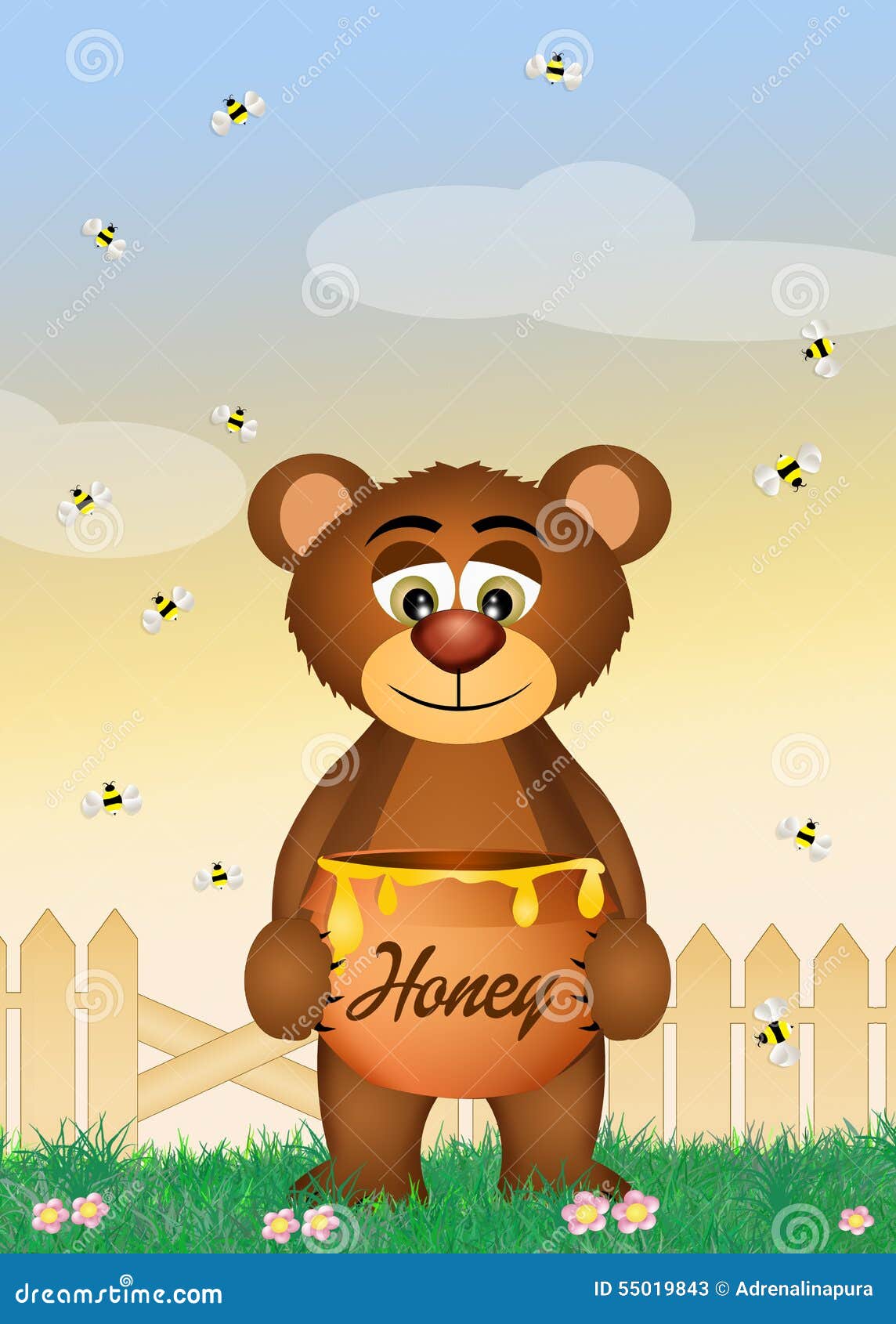 熊吃蜂蜜库存例证 插画包括有熊吃蜂蜜
