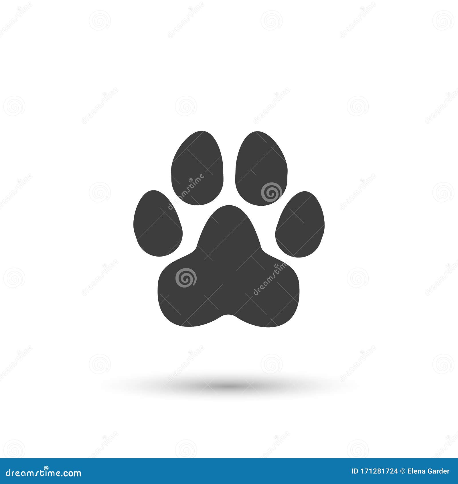 狗爪图标简单的动物足迹猫或小狗黑的卡通爪牌向量例证 插画包括有似犬 线路 互联网 人们
