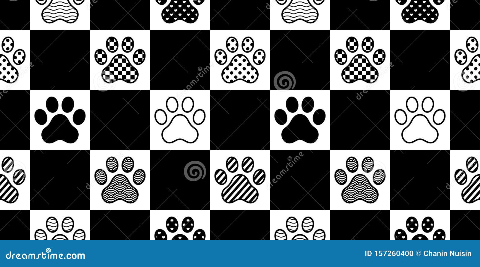 狗爪无缝图案足迹载体检查polka点心条法式斗犬卡通围巾分离重复壁纸t 库存例证 插画包括有模式 脚步