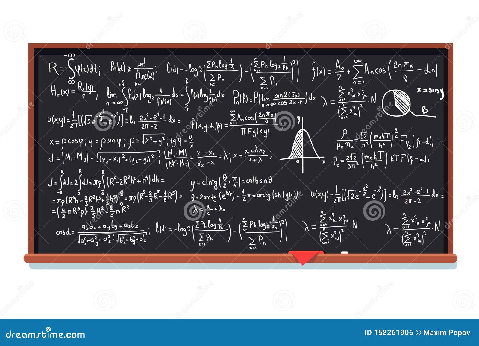 用数学公式填充的巨型黑板积分微积分理论证明向量例证 插画包括有投反对票 平面 配方 背包