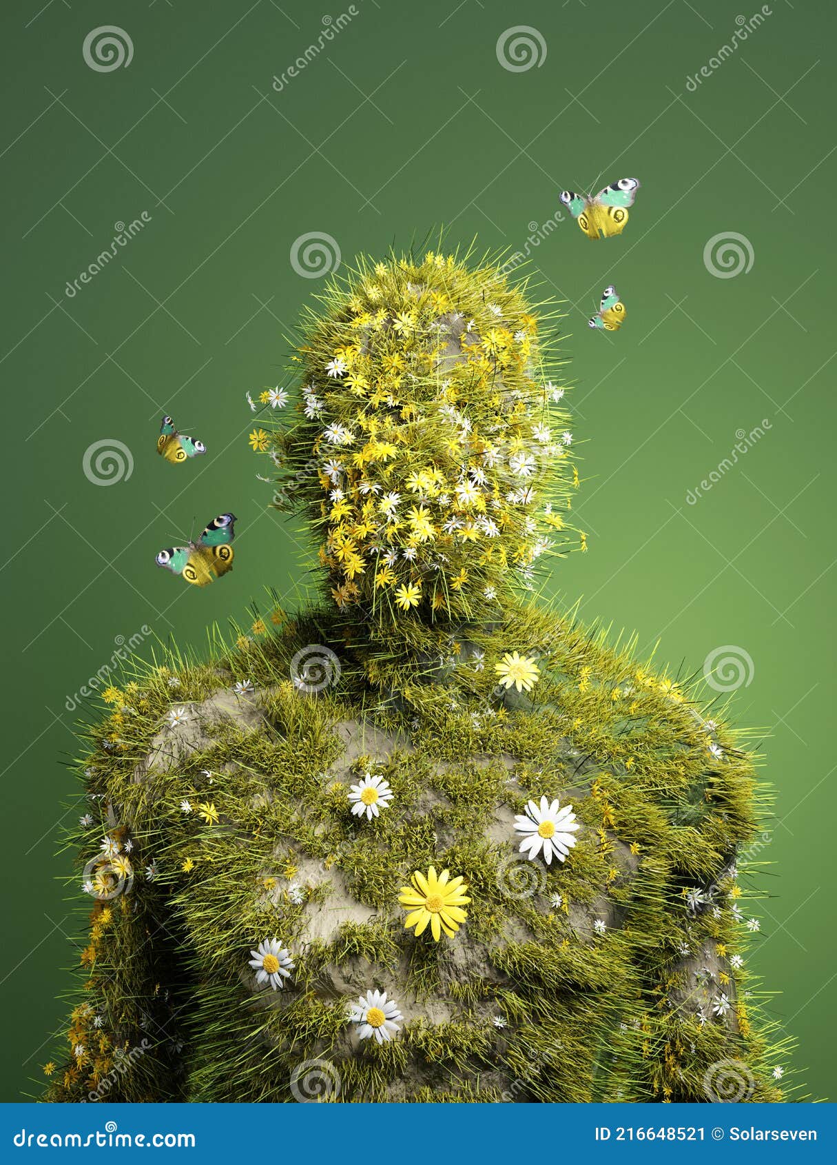 由花和绿植物制成的人形库存例证 插画包括有环境 例证 男人 数字式 奇数 远期 成人