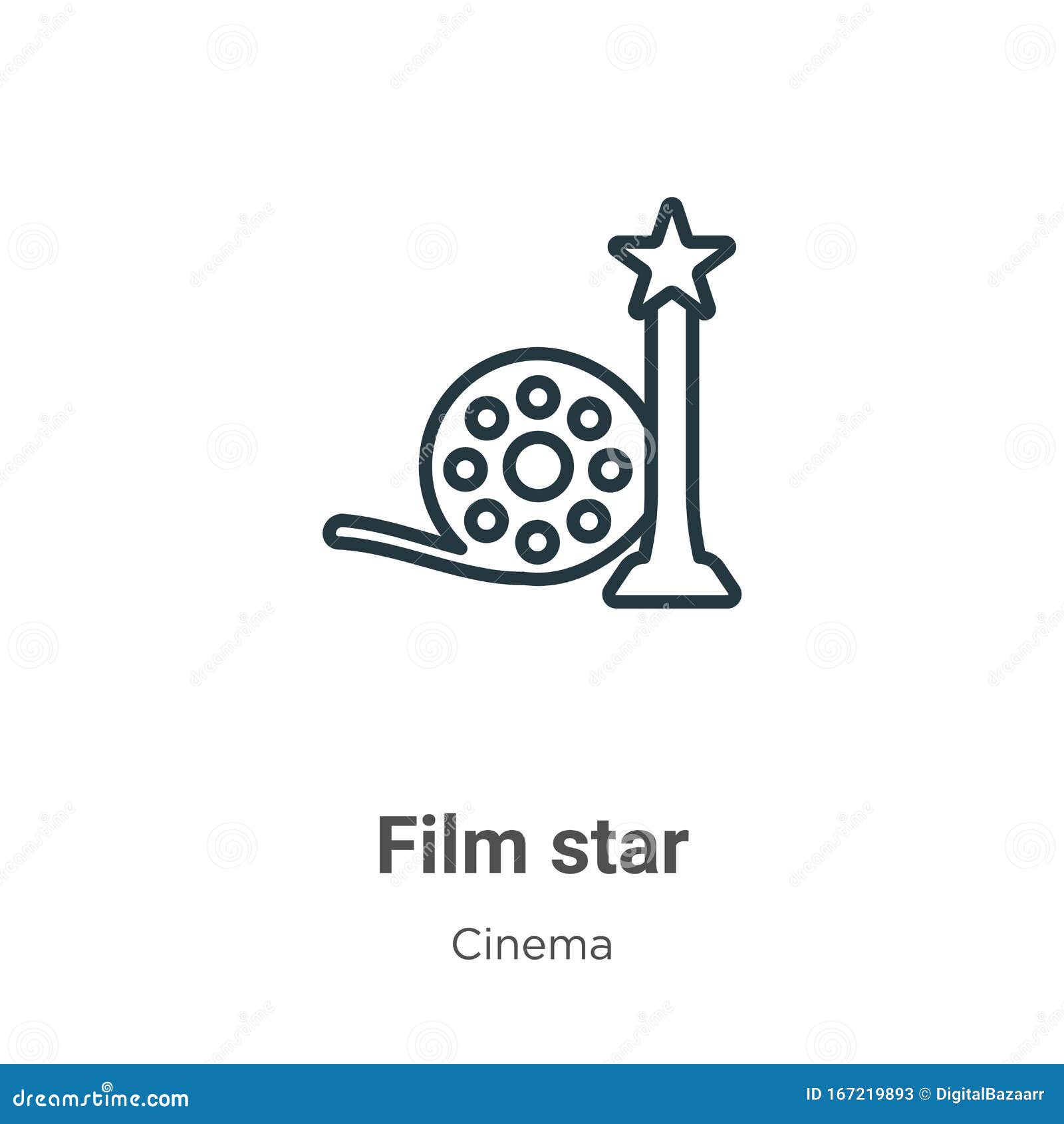 电影星轮廓矢量图图标thin Line Black Film Star Icon Flat Vector Simple Element Illustration From Editable Cinema 向量例证 插画包括有simple Film 167219893