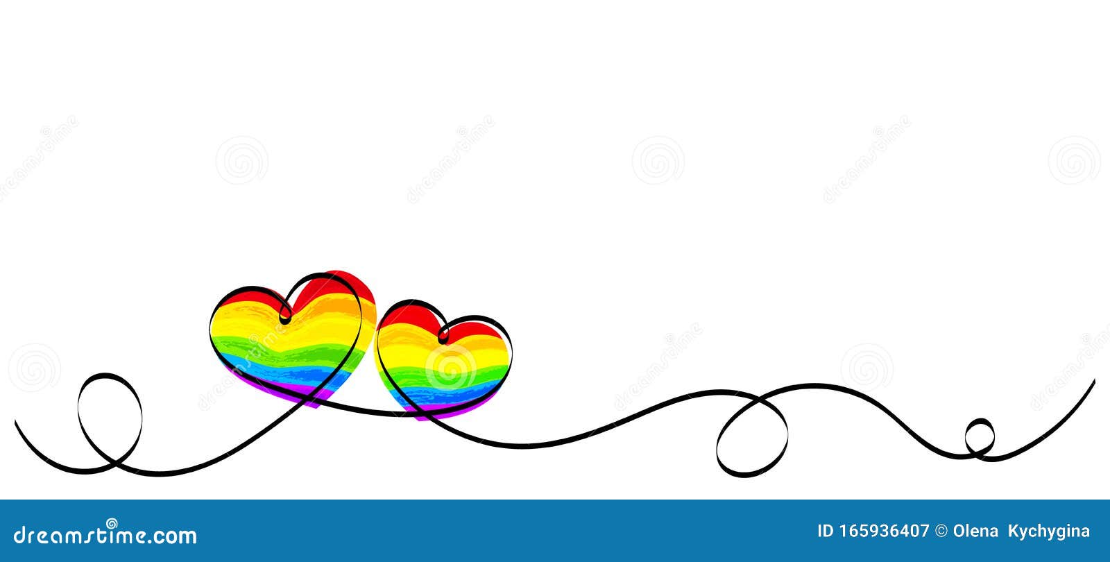 白色背景上的书法彩虹心带lgbt自豪月女同性恋 男同性恋 双性恋 跨性别爱意象向量例证 插画包括有弯曲 邀请