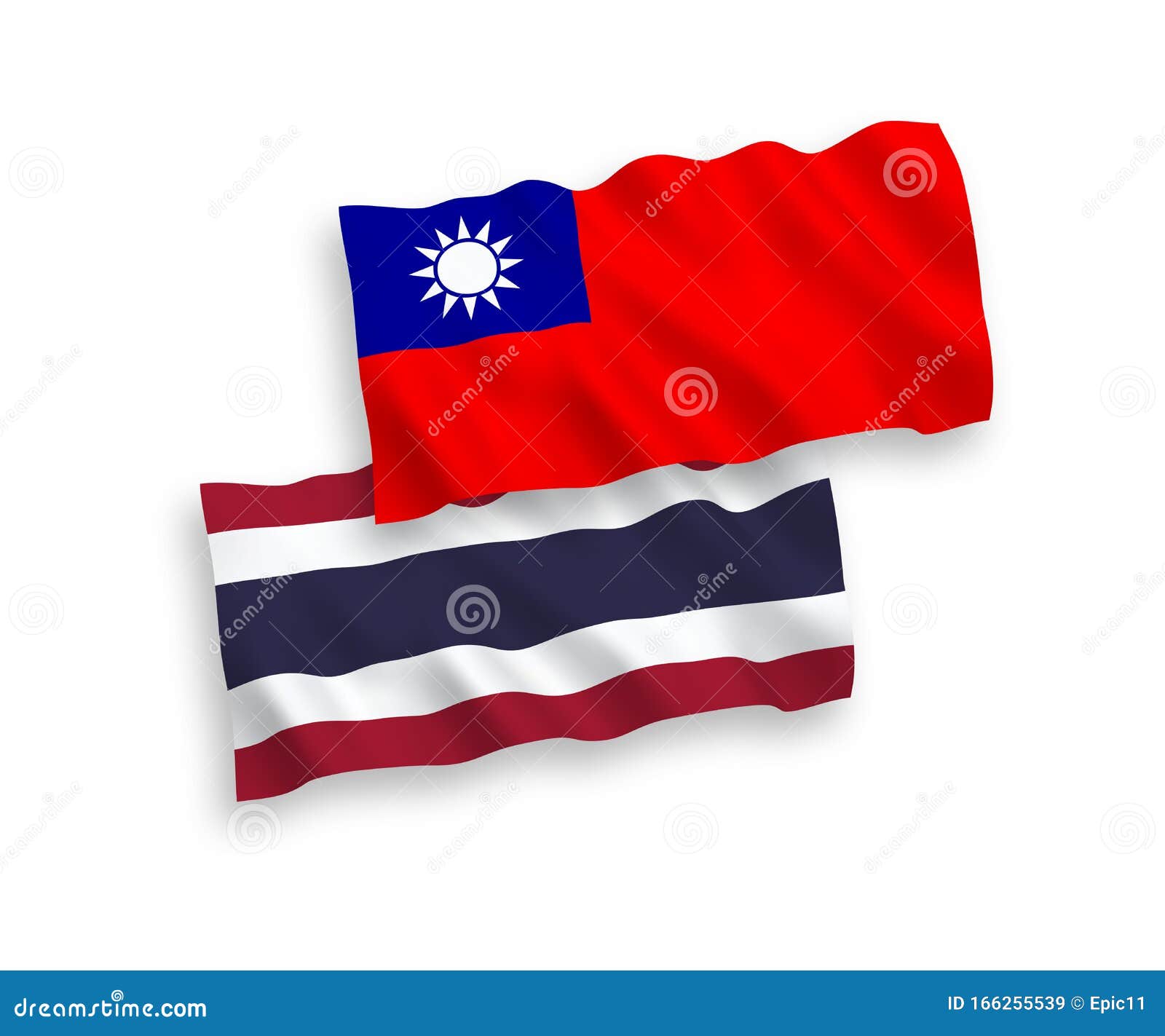 白色背景中的泰国和台湾国旗向量例证 插画包括有例证 国家 织品 符号 台湾 国会 查出