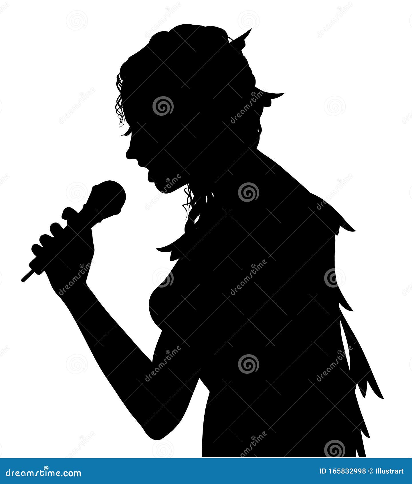 白色背景中突显的女歌手剪影向量例证 插画包括有背包 服装 影子 技艺家 话筒 肝脏 例证