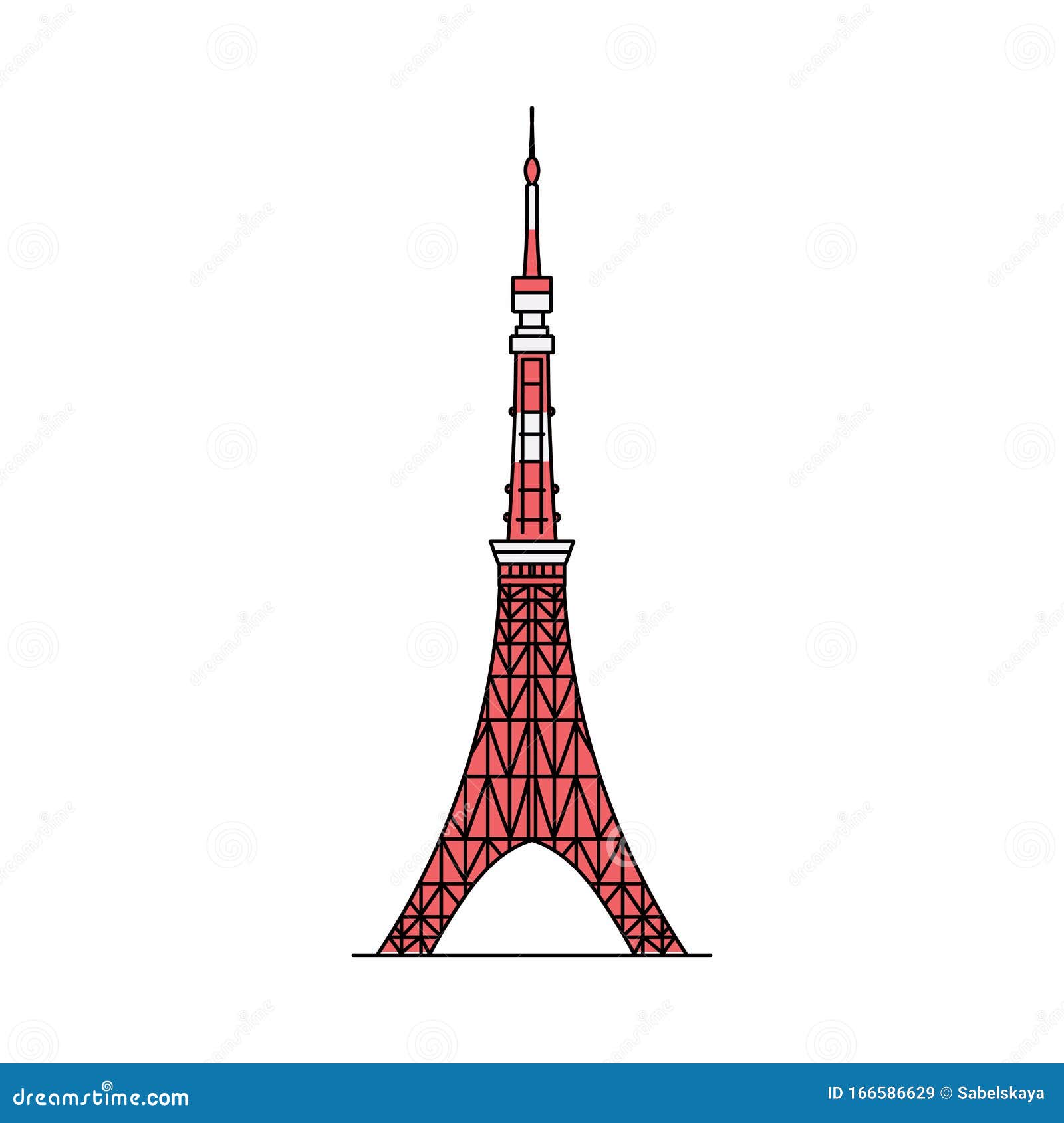白色背景中突显的红色东京塔图标向量例证 插画包括有建筑 著名 平面 横向 艺术 红色 白色背景中突显的红色东京塔图标向量例证 插画包括有建筑 著名 平面 横向 艺术 红色