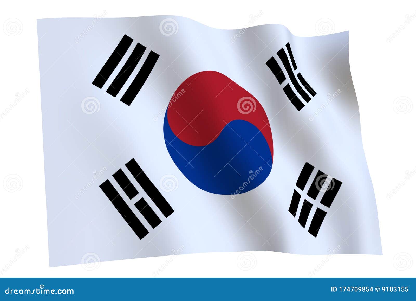白色背景中飘扬的韩国国旗库存例证 插画包括有白色背景中飘扬的韩国国旗 白色背景中飘扬的韩国国旗库存例证 插画包括有白色背景中飘扬的韩国国旗