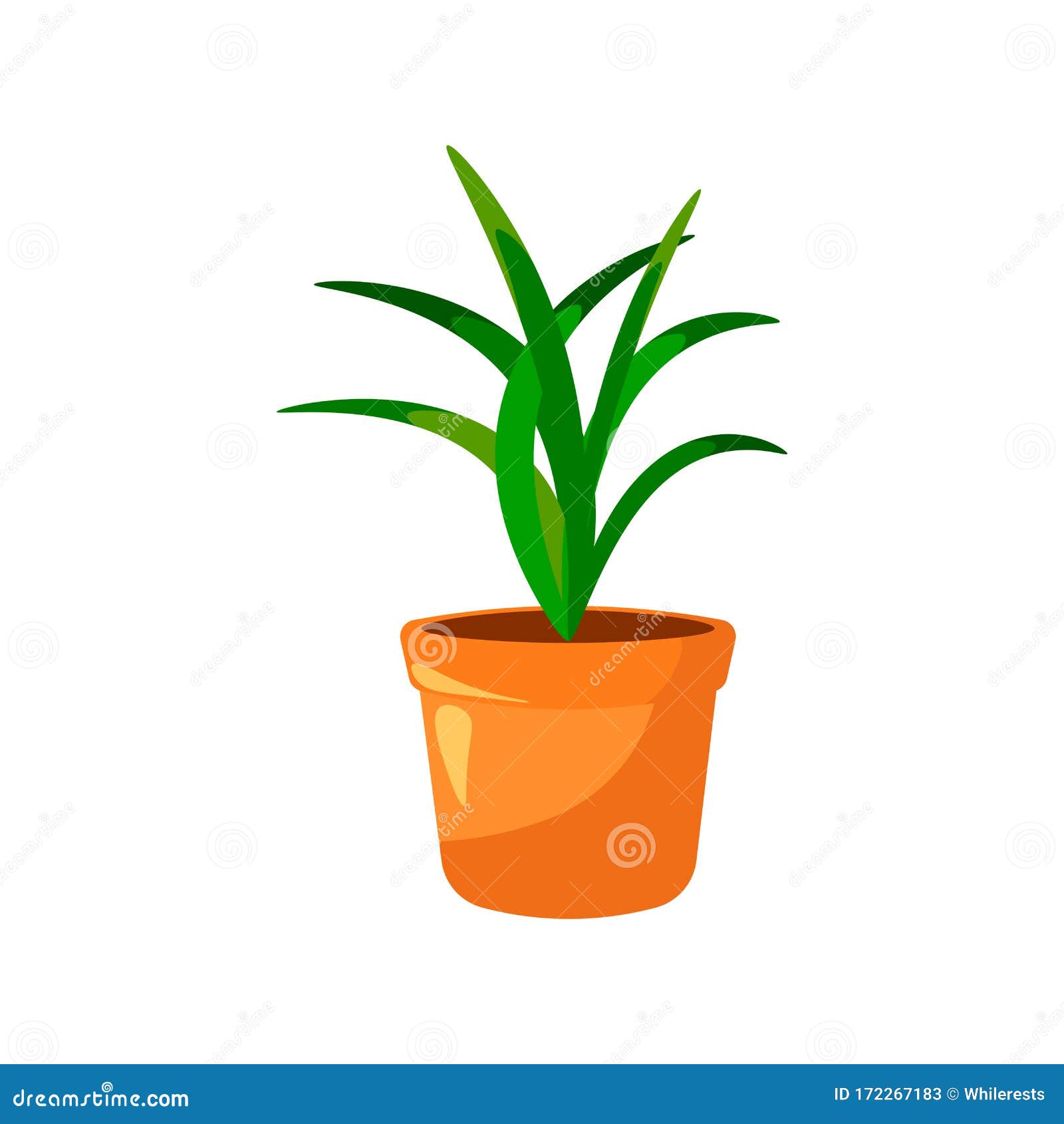 盆景中的卡通绿屋植物叶和花图标花盆隔离物 家庭植物花盆向量例证 插画包括有开花的 花盆