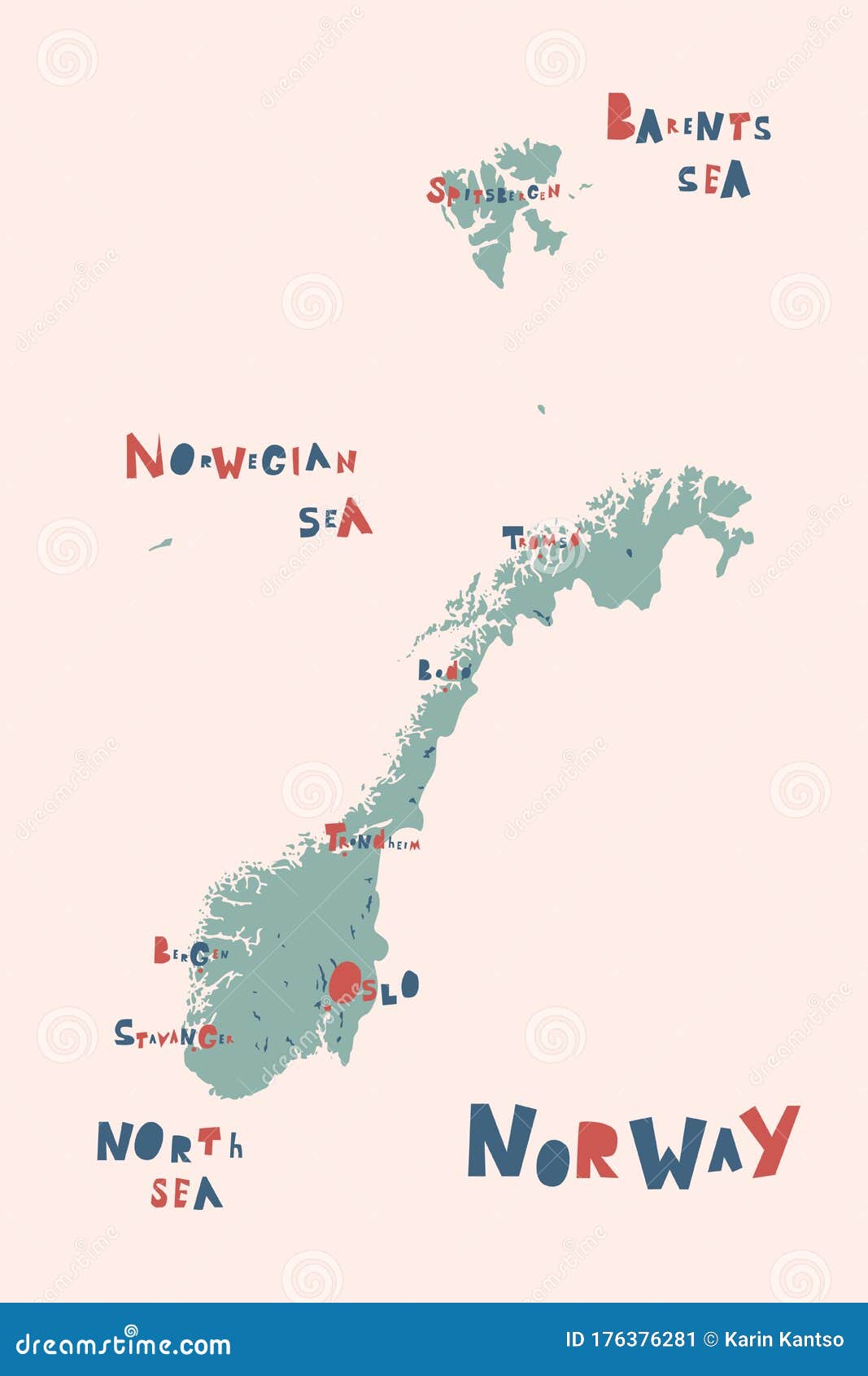 矢量图挪威地图城市名称和首都奥斯陆的国家地图向量例证 插画包括有挪威 大陆 海岛 海湾