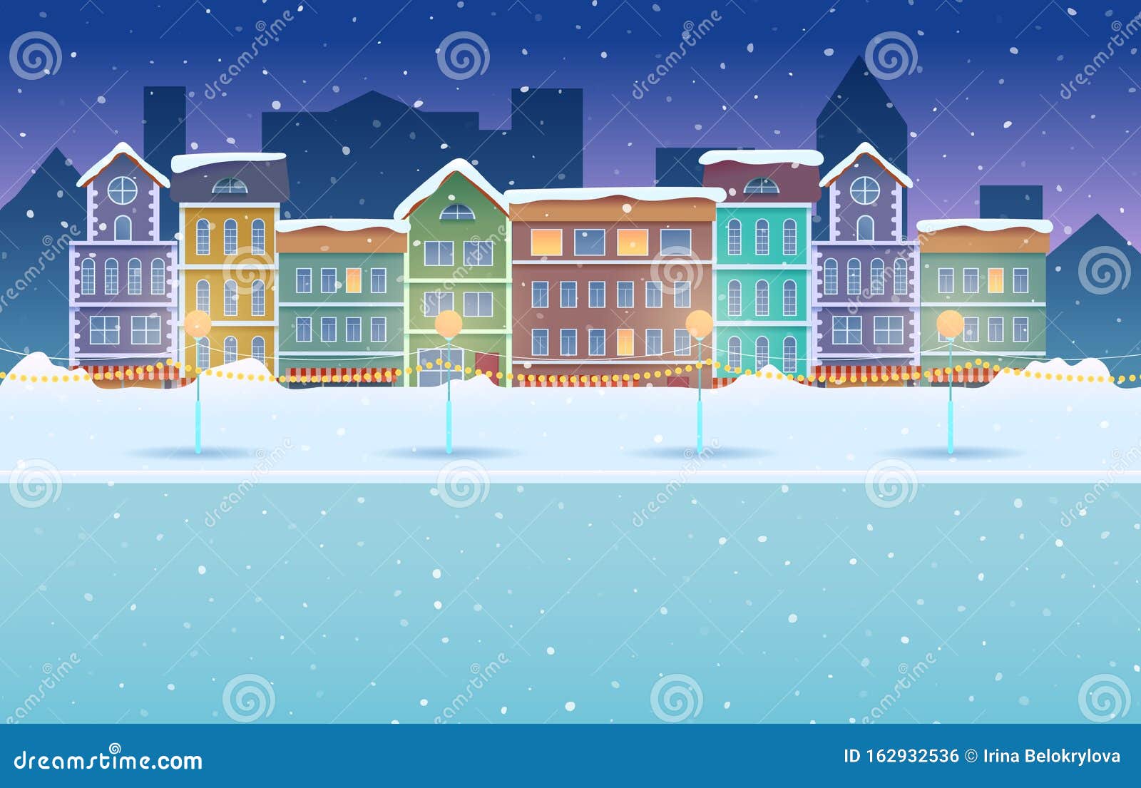矢量图漫画夜间冬城雪背景向量例证 插画包括有都市风景 家庭 新建 任何地方 现代 例证