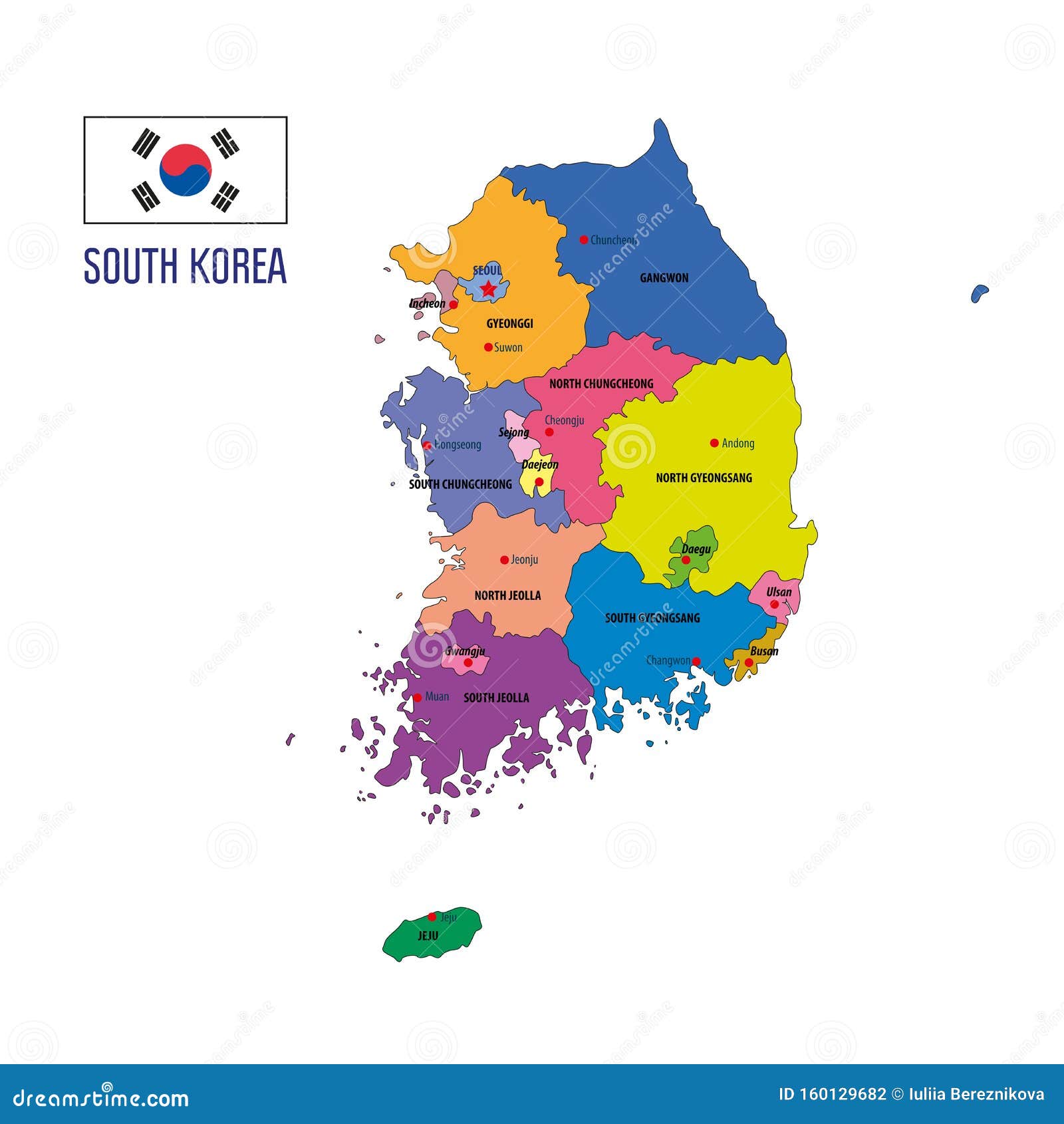 矢量图韩国地图向量例证 插画包括有绘图 韩文 城市 聚会所 图象 北部 韩国 设计