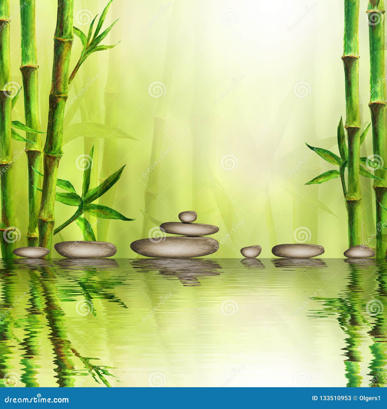 石头和竹森林有反射的在水温泉背景中与空间的水彩例证文本的库存例证 插画包括有空间 背包 石头和竹森林有反射的在水温泉背景中与空间的水彩例证文本的库存例证 插画包括有空间 背包