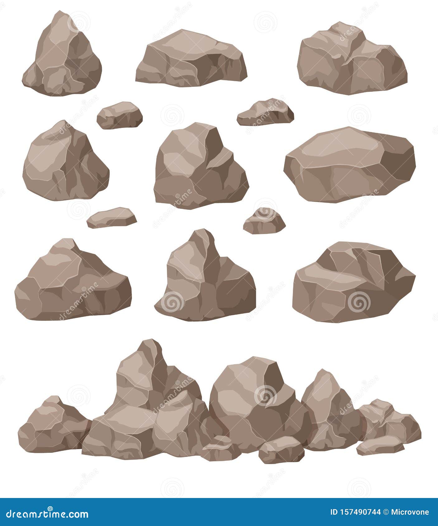 石头卡通石等距组花岗岩巨石堆 天然砌块材料3d游戏艺术向量例证 插画包括有装饰 例证
