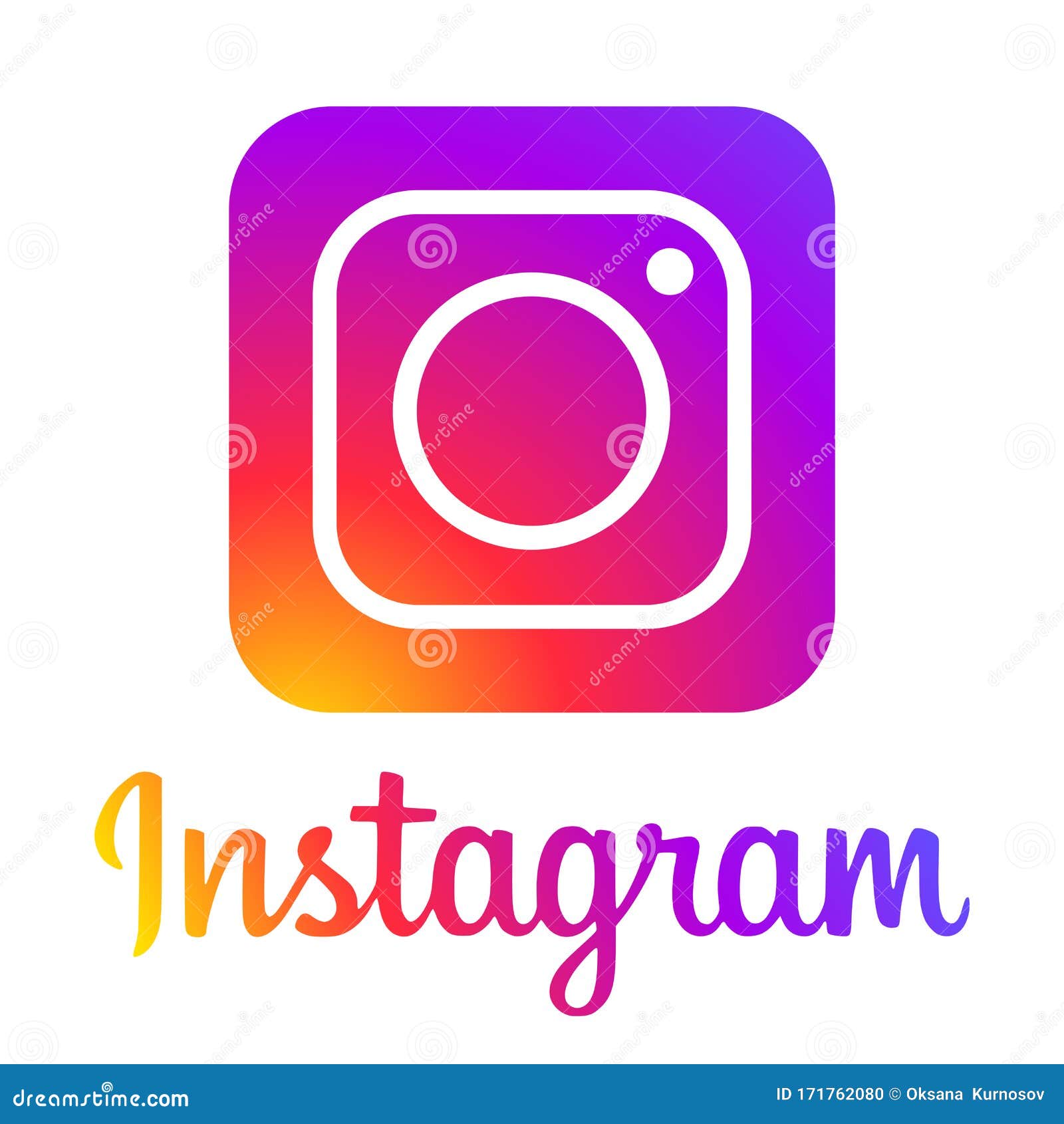 社交网络instagram的标准标识 上面刻着彩色的instagram 在白色背景上隔离有渐变编辑类图片 插画包括有徽标 备注