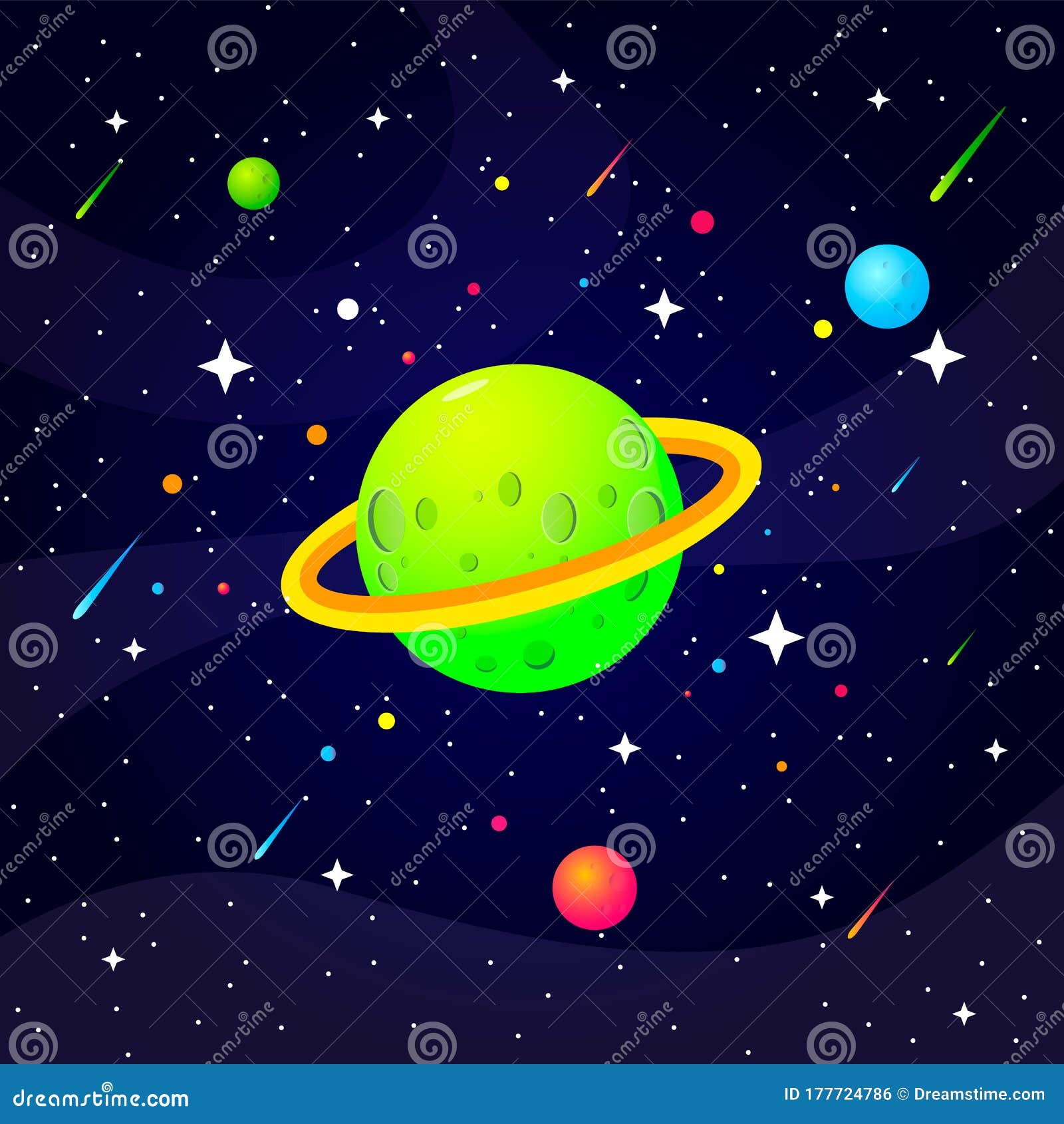 空间和行星背景暗空间中有陨石坑 恒星和彗星的行星矢量插图向量例证 插画包括有图象 背包