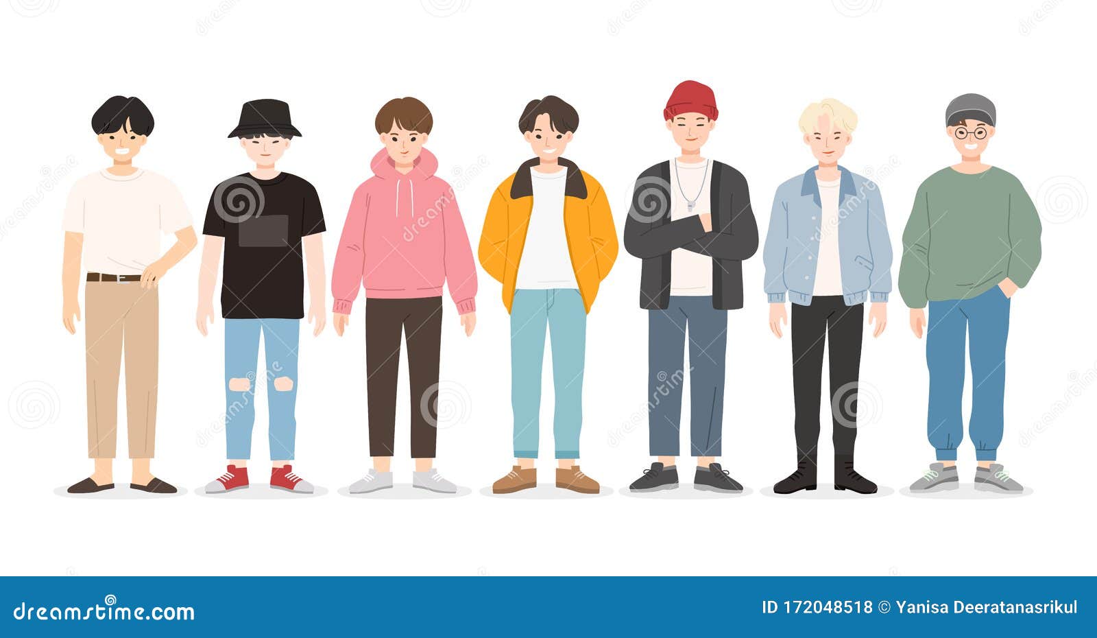 穿休闲服的快乐少年向量例证 插画包括有欢悦 平面 友谊 选件类 朋友 方式 大使 神象