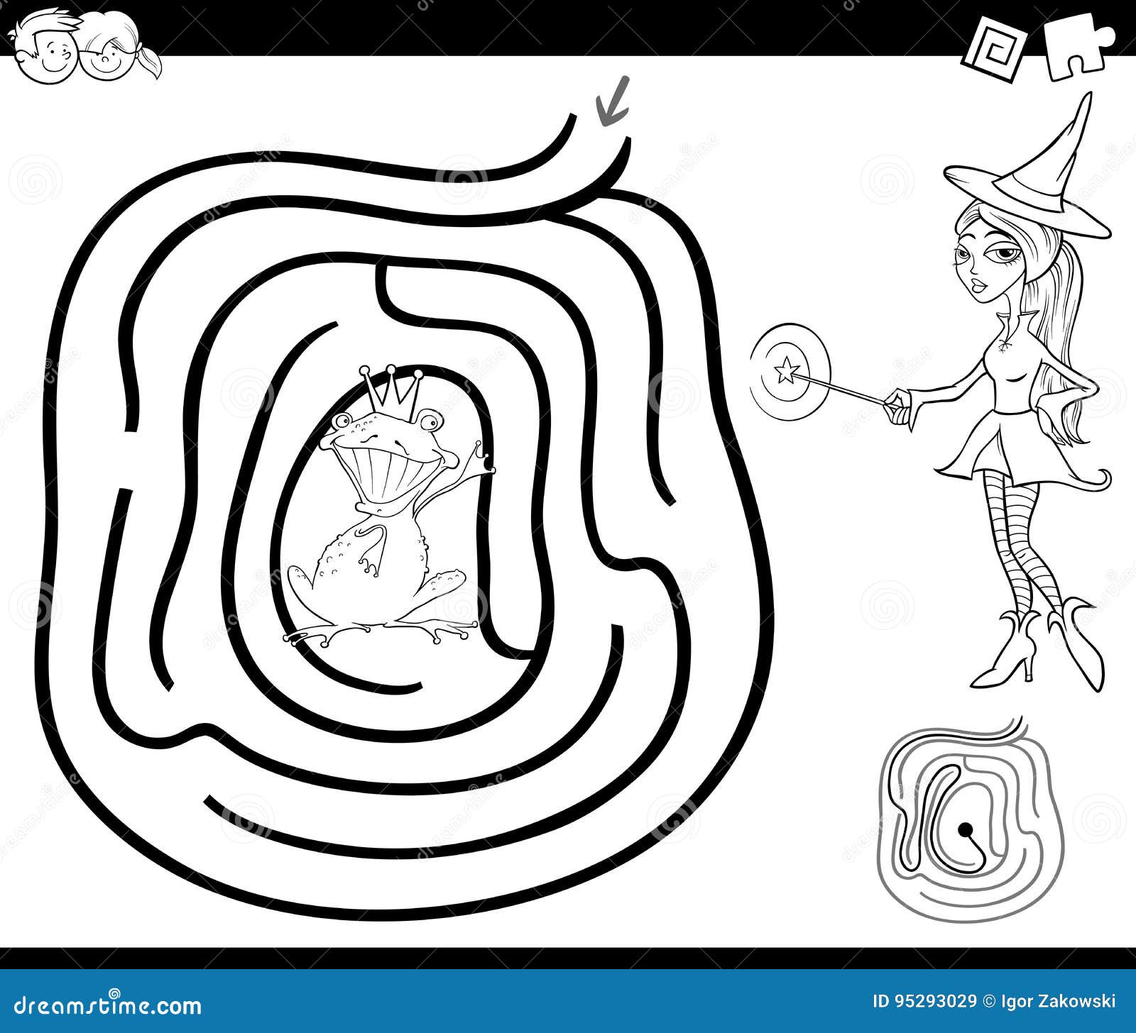 童话迷宫着色页向量例证 插画包括有