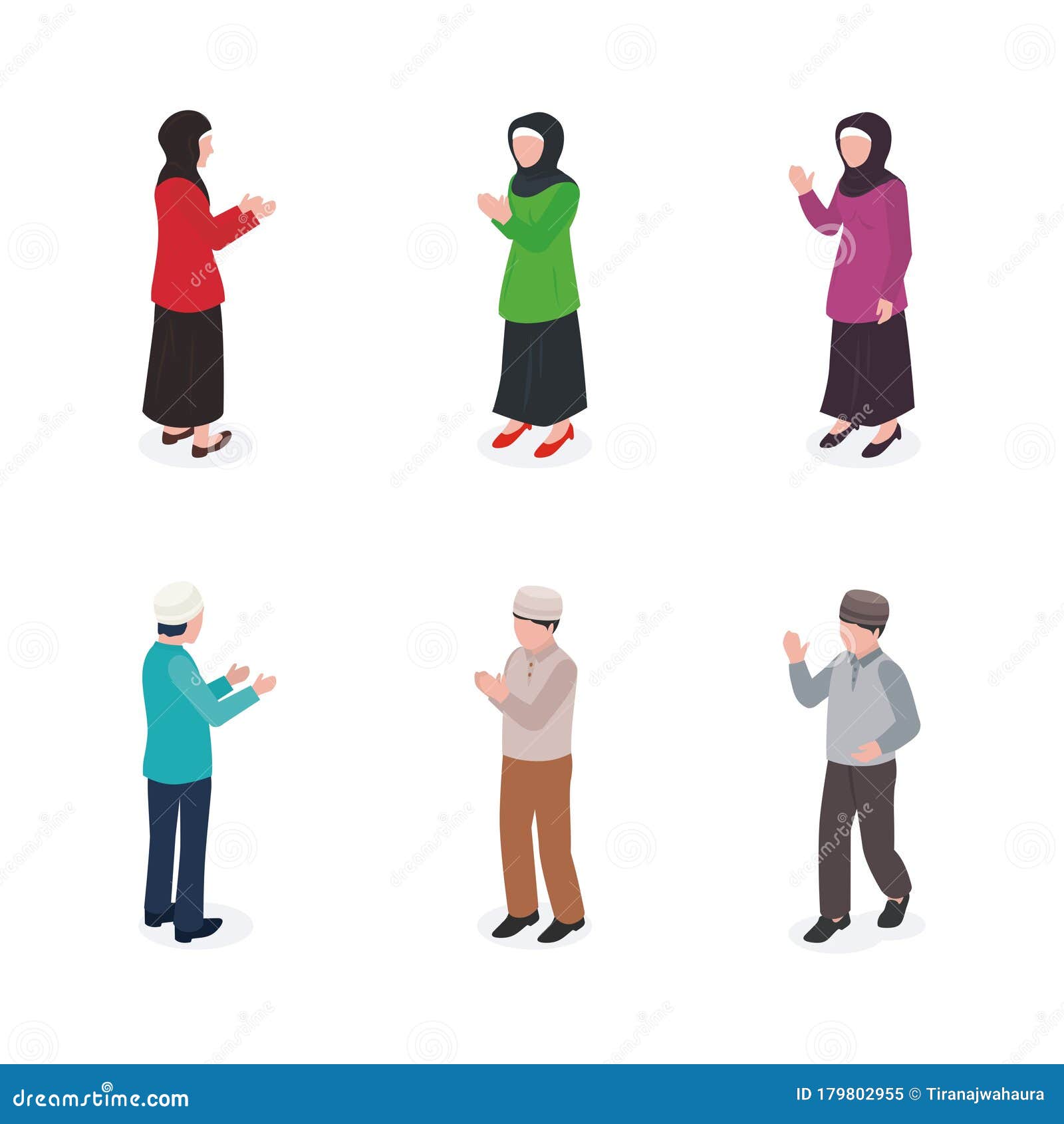 等距穆斯林3d人 穆斯林妇女 伊斯兰服装男向量例证 插画包括有伊斯兰 家庭 系列 装饰