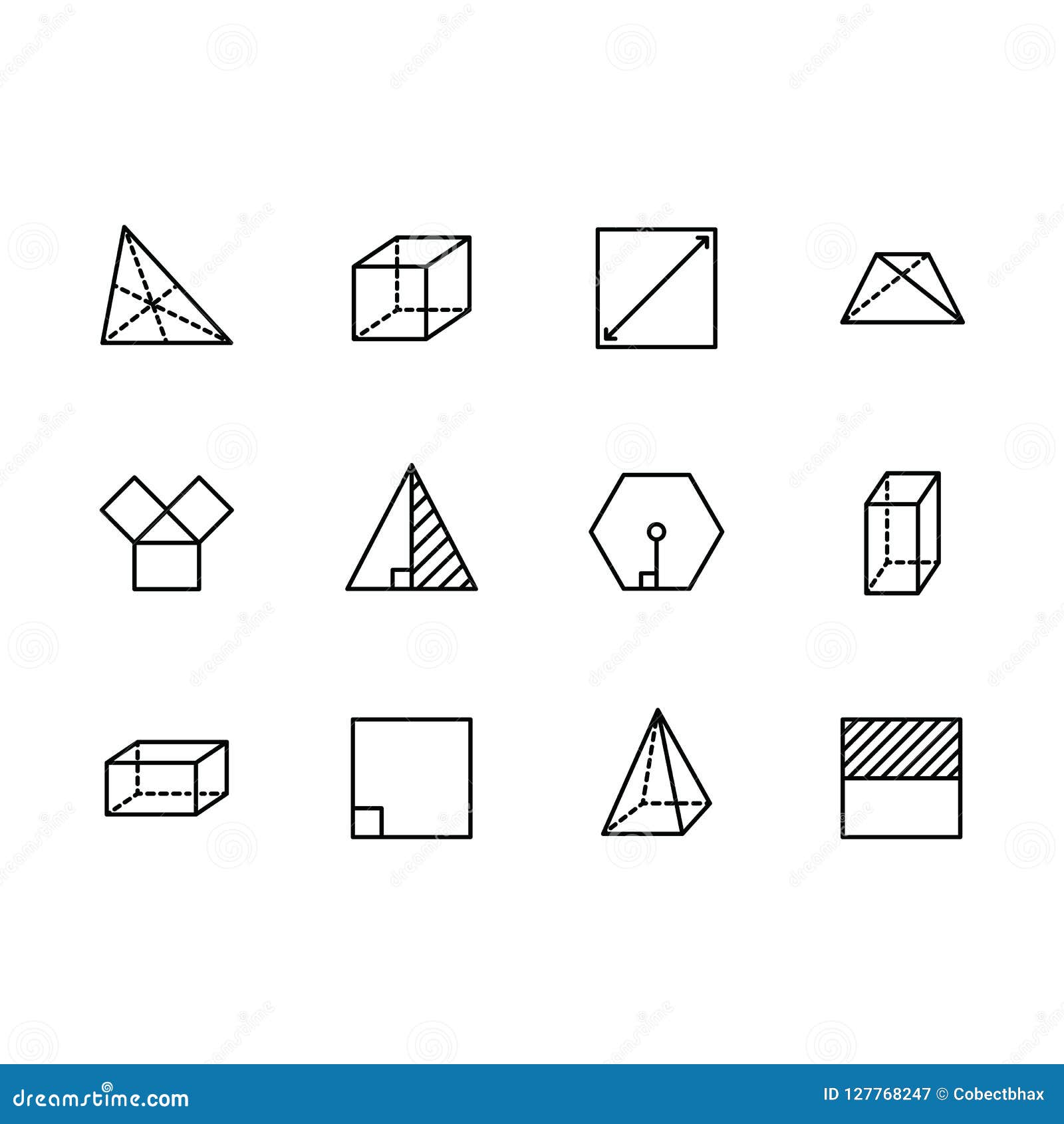 简单的集合几何形象传染媒介线象包含这样正方形 立方体 长方形 六
