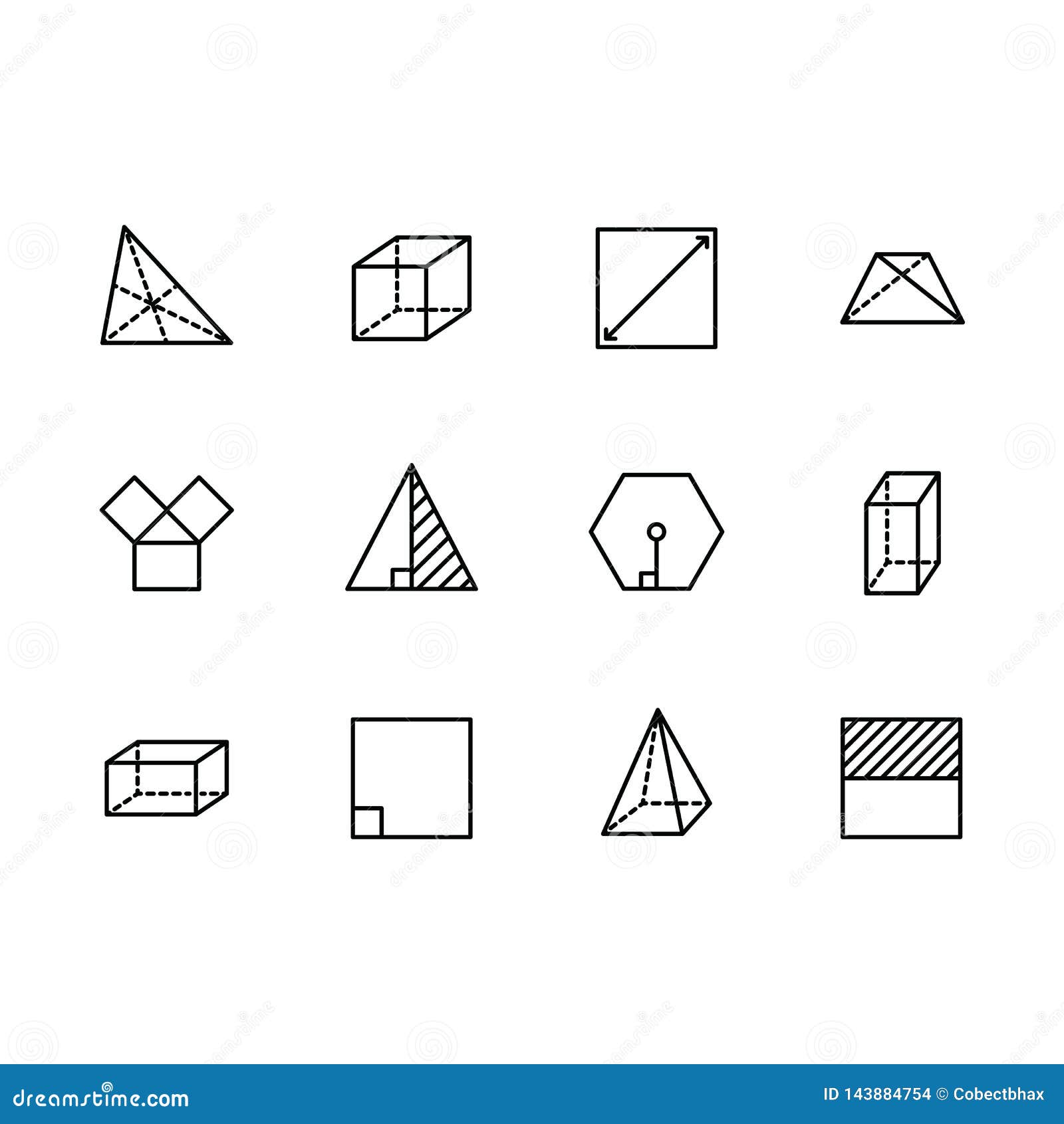 简单的集合几何形象例证线象包含这样正方形 立方体 长方形 六角形 三角 梯形库存例证 插画包括有收集 程度