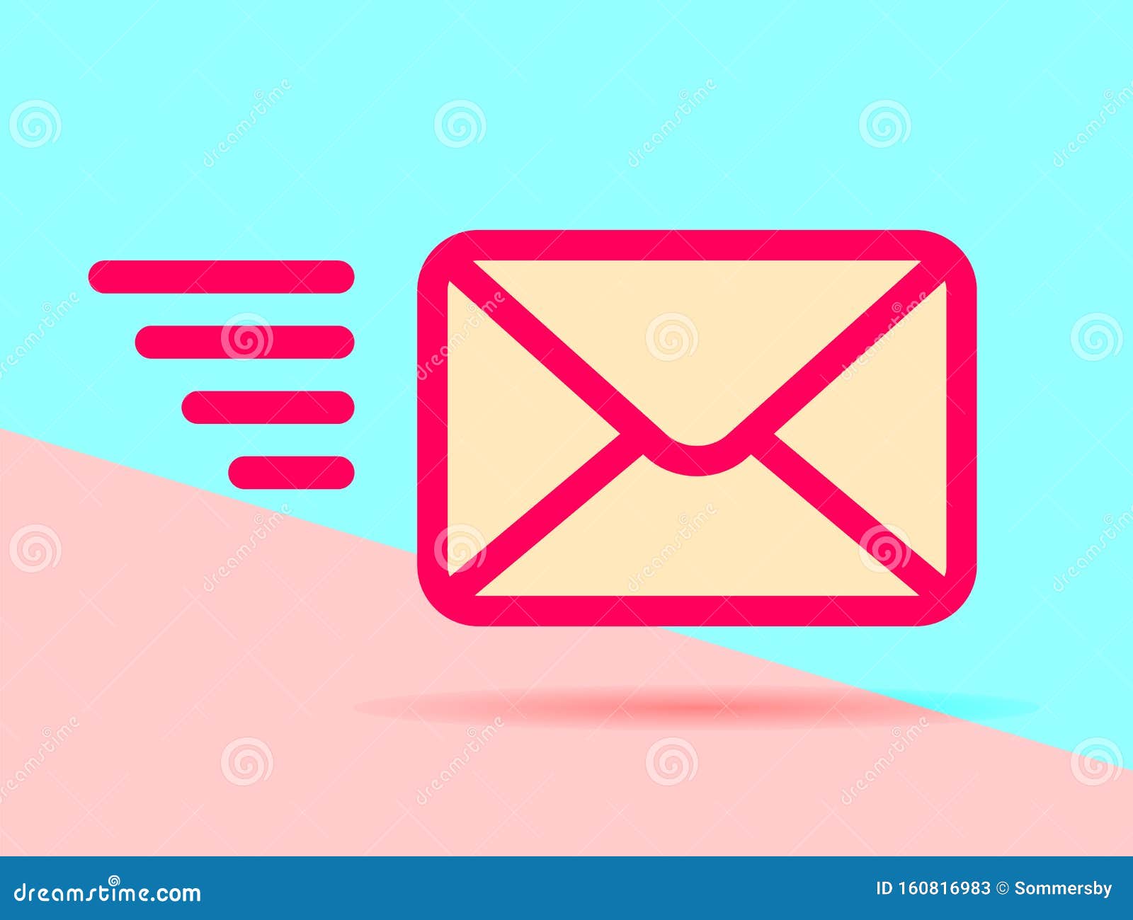 粉蓝背景邮件图标平面艺术设计图形图像库存例证 插画包括有新闻 通信
