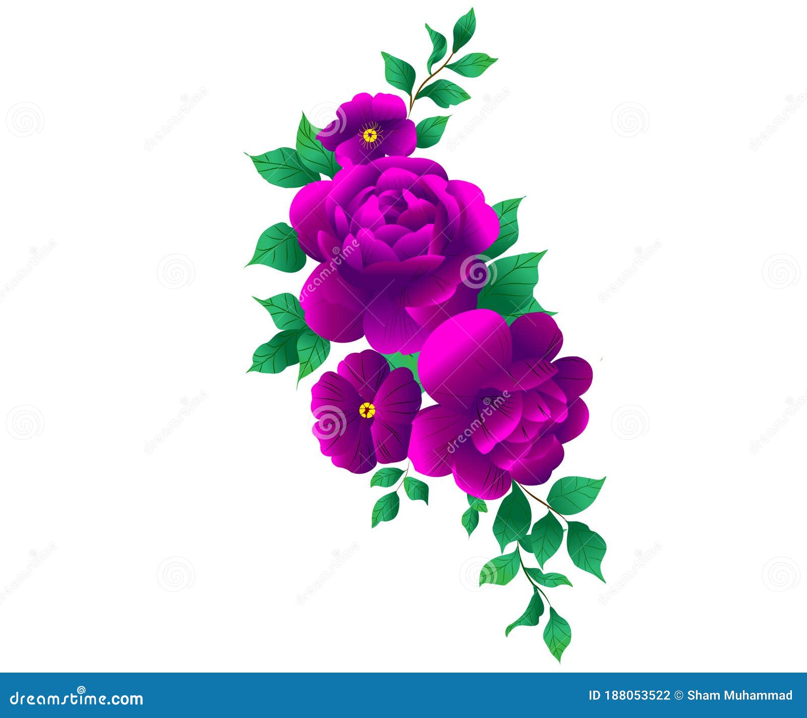 紫色和紫色花矢量图设计花束玫瑰 兰花 绣球花 康乃馨 钟花 桉树花结向量例证 插画包括有花卉 查出