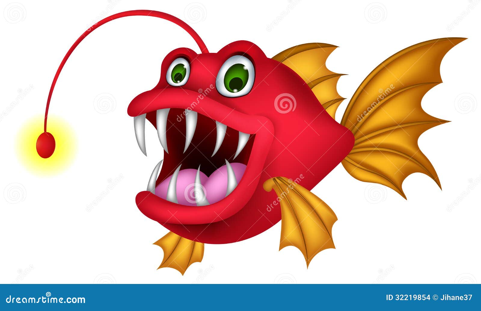 红色妖怪鱼动画片库存例证 插画包括有妖怪 锋利 灰色 海洋 飞翅 传记 空白 种类