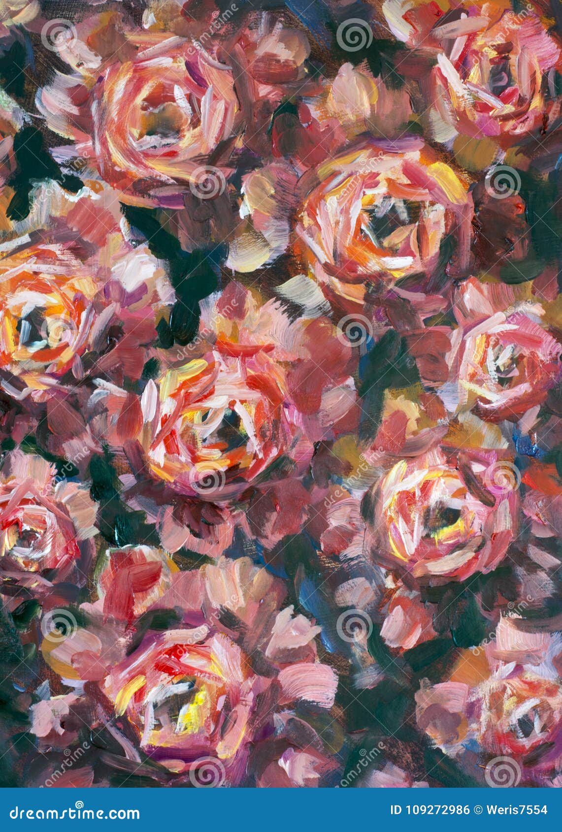 红色紫罗兰色花玫瑰色牡丹纹理油画抽象手paintet花背景库存例证 插画包括有婚礼 设计