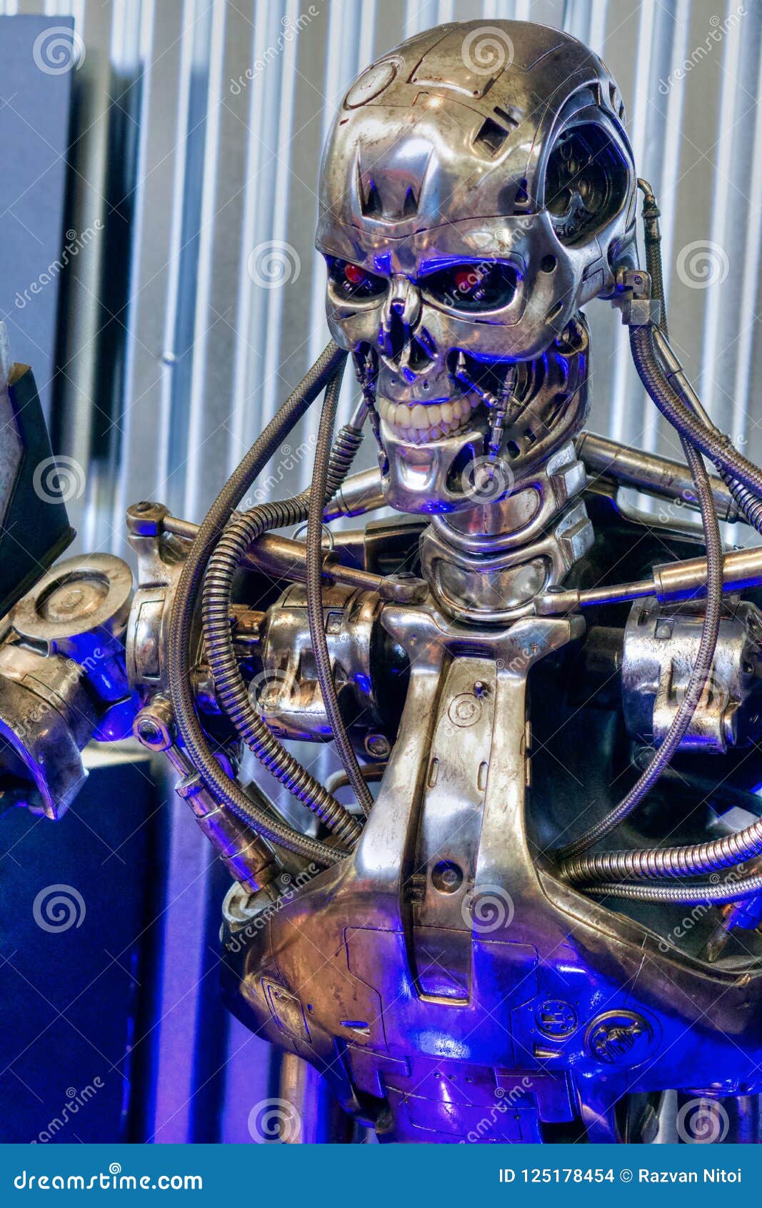 终止者靠机械装置维持生命的人机器人金属骨骼细节编辑类库存图片 图片包括有智能 小雕象 远期