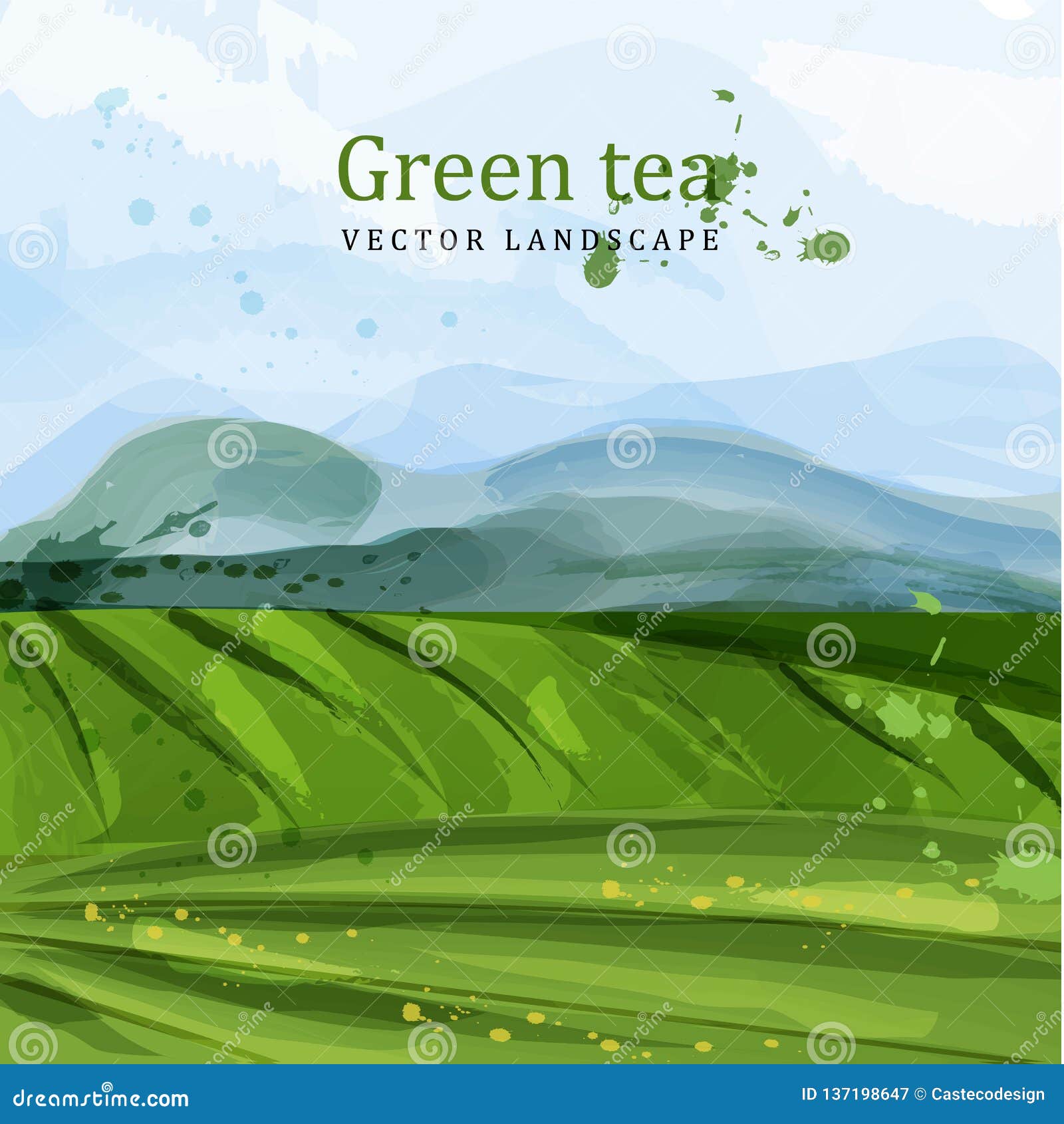 绿茶领域水彩背景传染媒介自然山景有机eco种植园向量例证 插画包括有设计 标签 场面 有机 绿茶领域水彩背景传染媒介自然山景有机eco种植园向量例证 插画包括有设计 标签 场面 有机