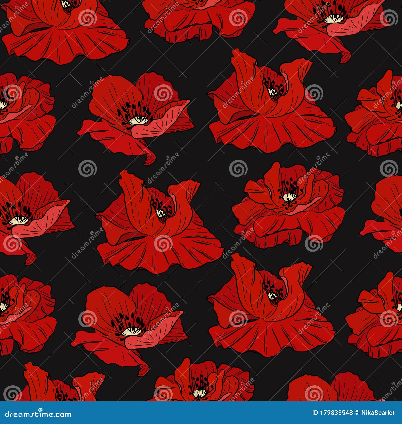 罂粟花黑纹向量例证 插画包括有花卉 分级显示 方式 背包 红色 打印 逗人喜爱 装饰