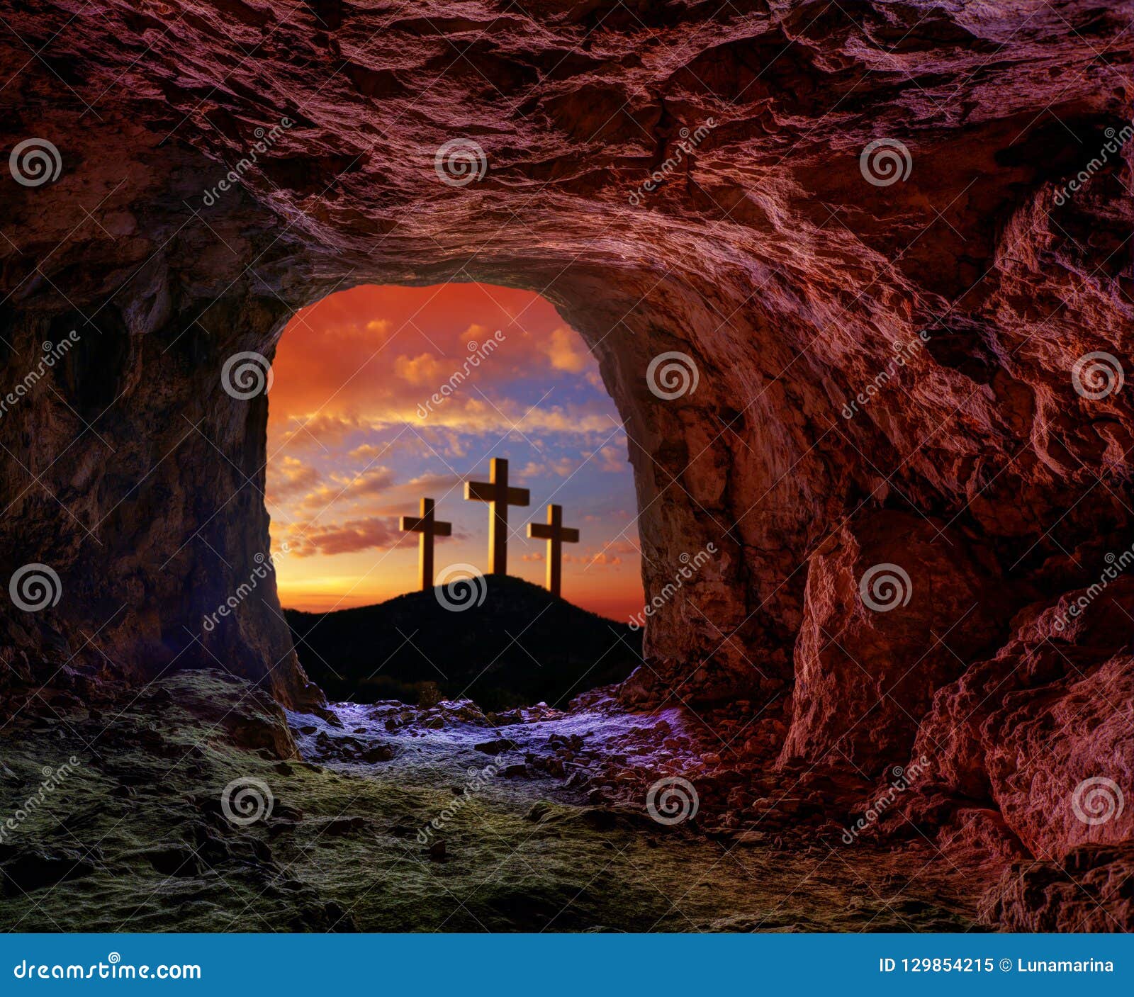 耶稣复活坟墓严重十字架库存图片 图片包括有天堂 神圣 坟墓 交叉 入口 基督 耶稣