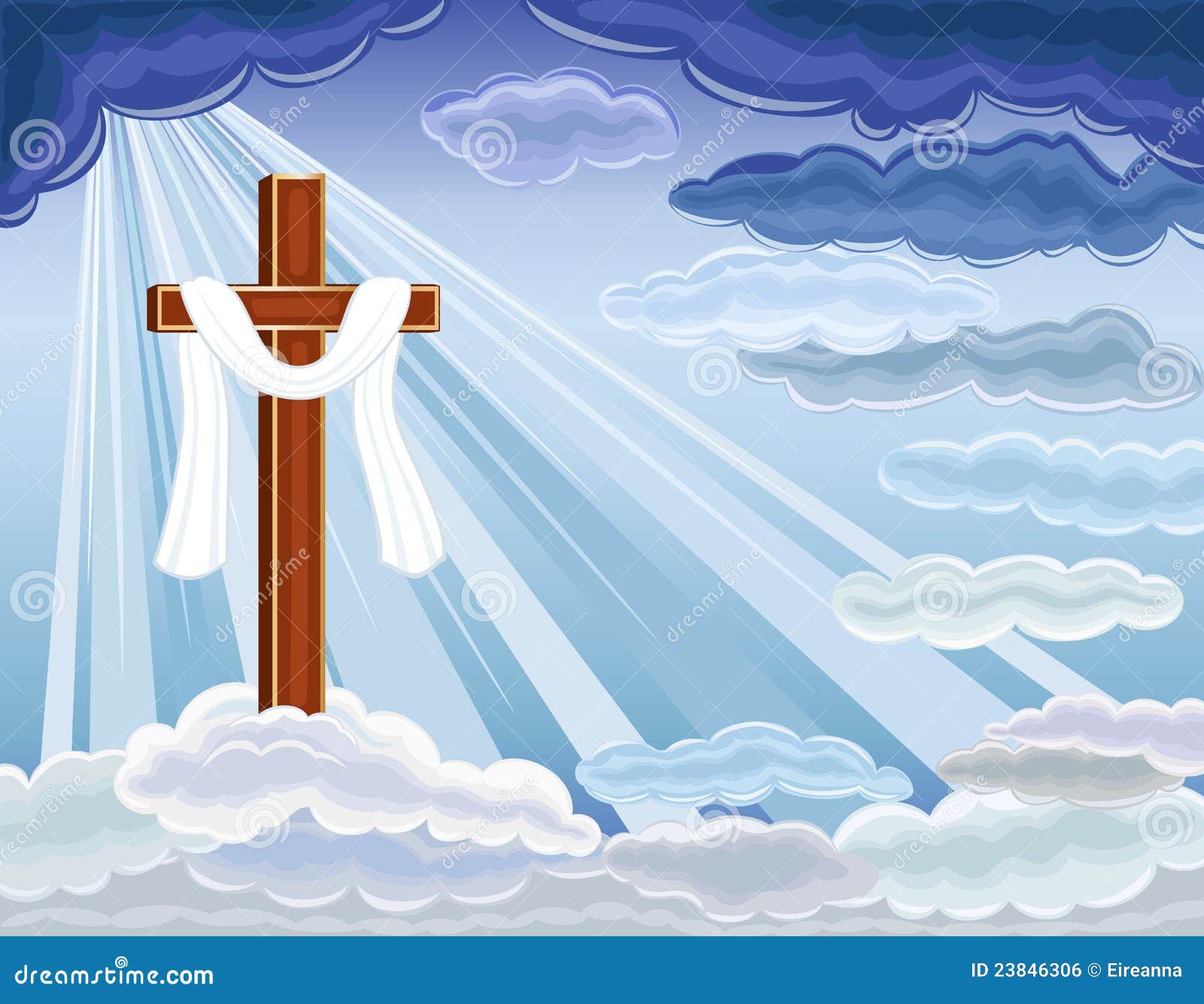 耶稣复活向量例证 插画包括有蓝色 宗教 向量 例证 天堂 希望 云彩 手册 天空