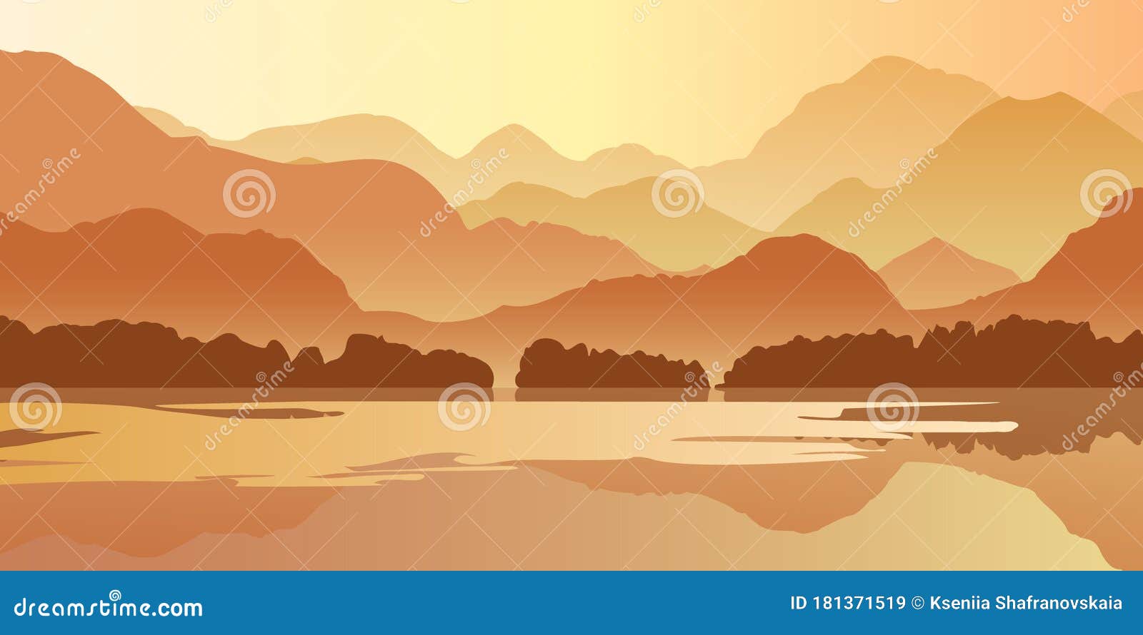 自然矢量图背景 山阳景观山峦 日落谷落或日出向量例证 插画包括有看板卡 沙子 照亮 天空