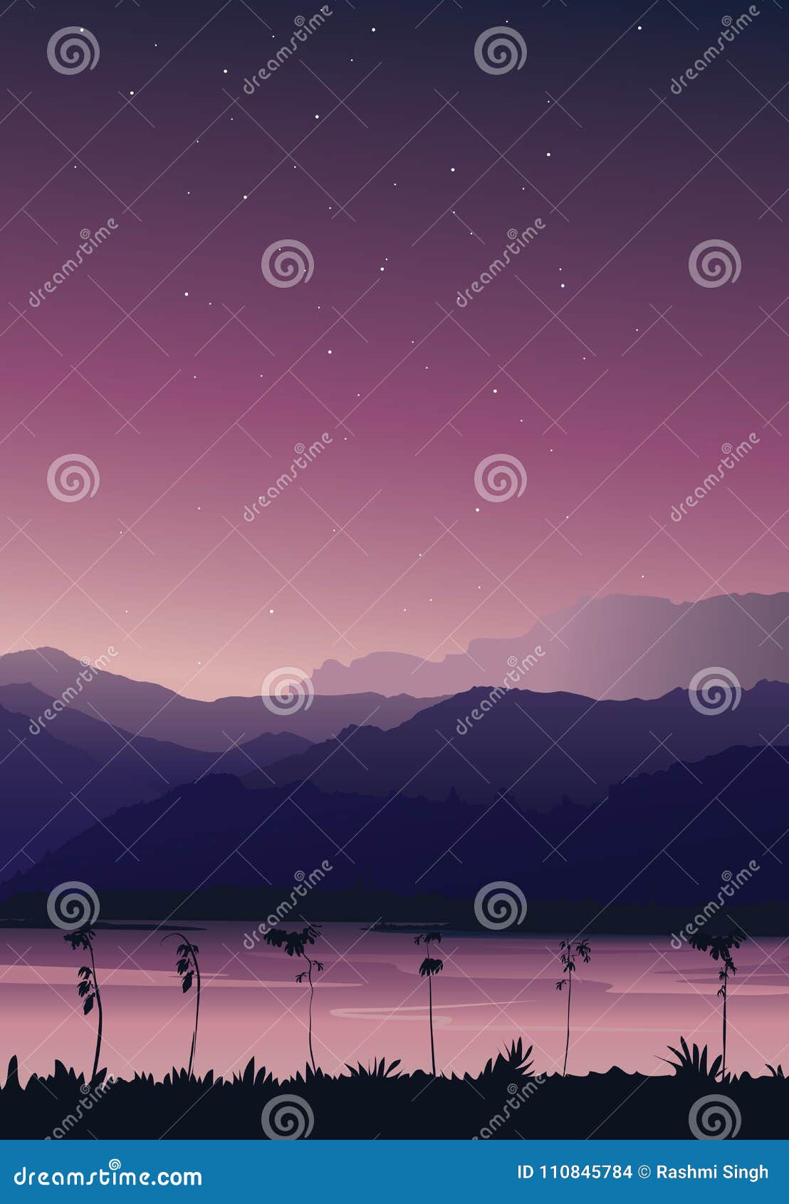 自然背景画象视图与河的山在与星的桃红色天空下向量例证 插画包括有艺术性 自然 夜间 影子 自然背景画象视图与河的山在与星的桃红色天空下向量例证 插画包括有艺术性 自然 夜间 影子