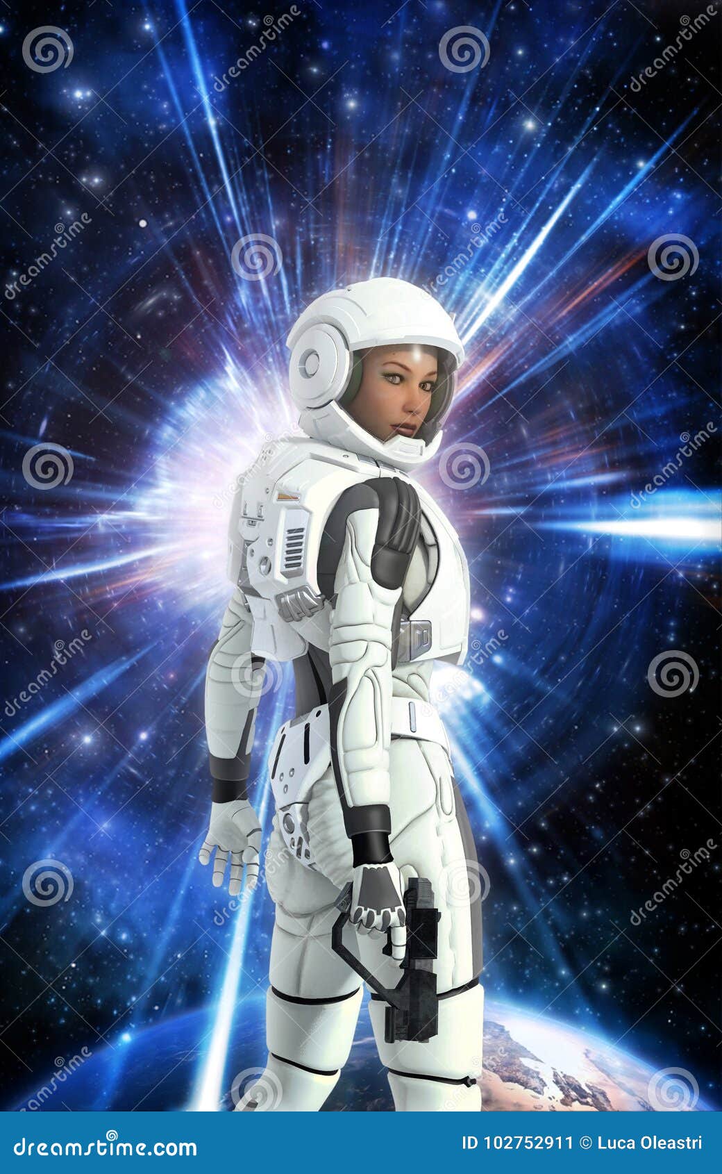 航天服和行星的未来派宇航员女孩库存例证 插画包括有星系 女性 杂志 月亮 远期 工作室 航天服和行星的未来派宇航员女孩库存例证 插画包括有星系 女性 杂志 月亮 远期 工作室