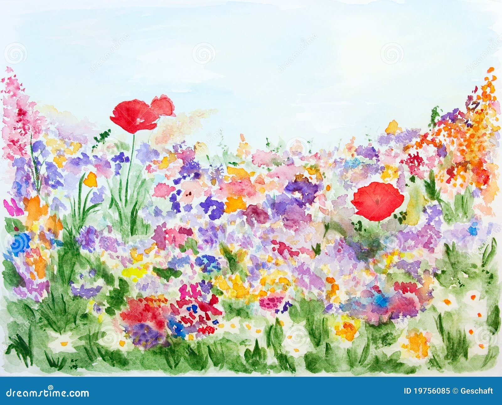花园手画夏天水彩库存例证 插画包括有 花园手画夏天水彩库存例证 插画包括有