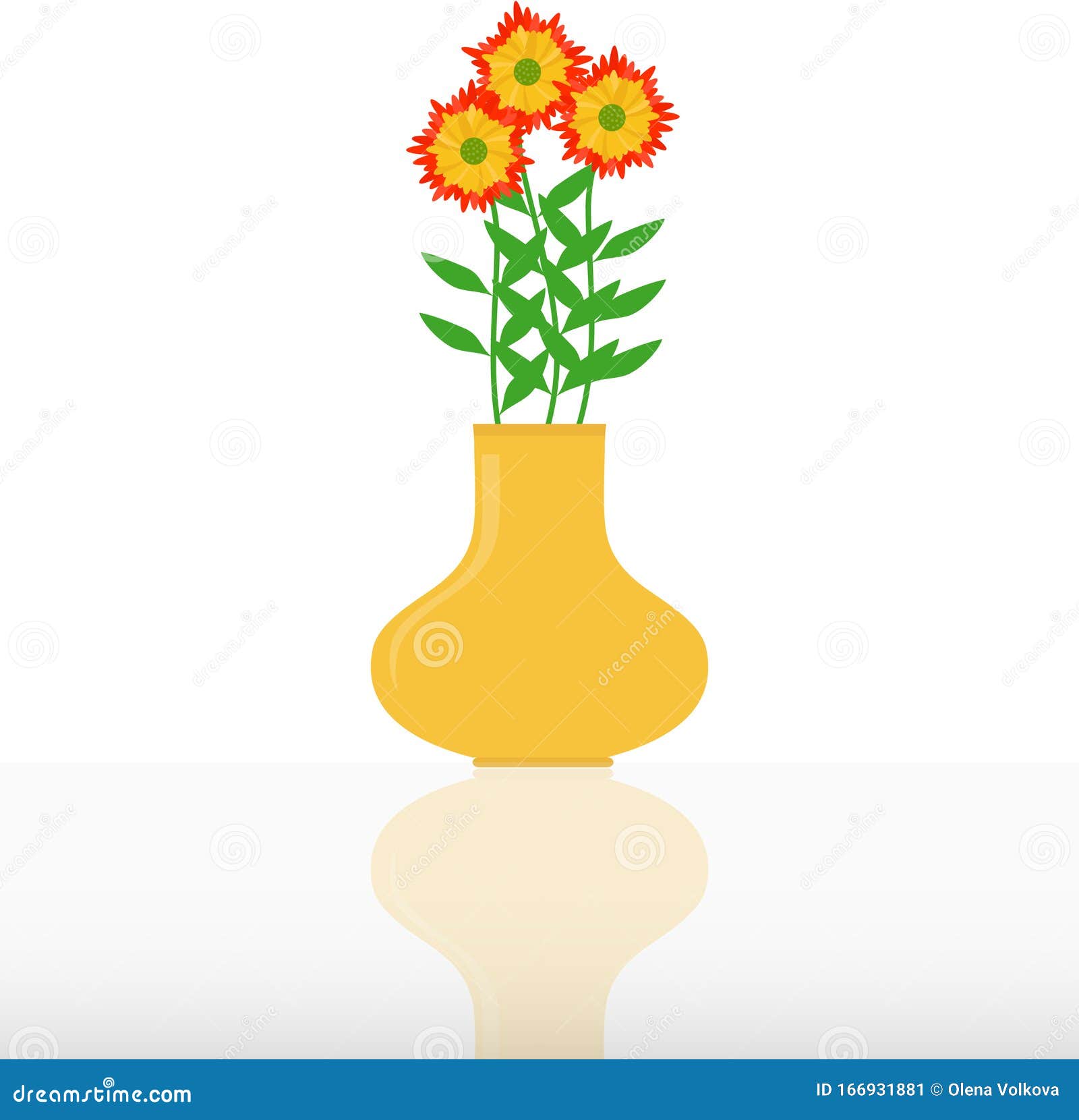 花瓶里的花 花瓶里的花黄花瓶插图库存例证 插画包括有花束 新鲜 现代 礼品 看板卡 绿色