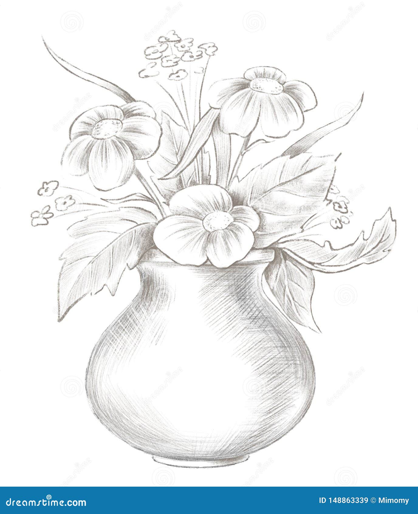花瓶铅笔剪影有花的库存例证 插画包括有 花瓶铅笔剪影有花的库存例证 插画包括有