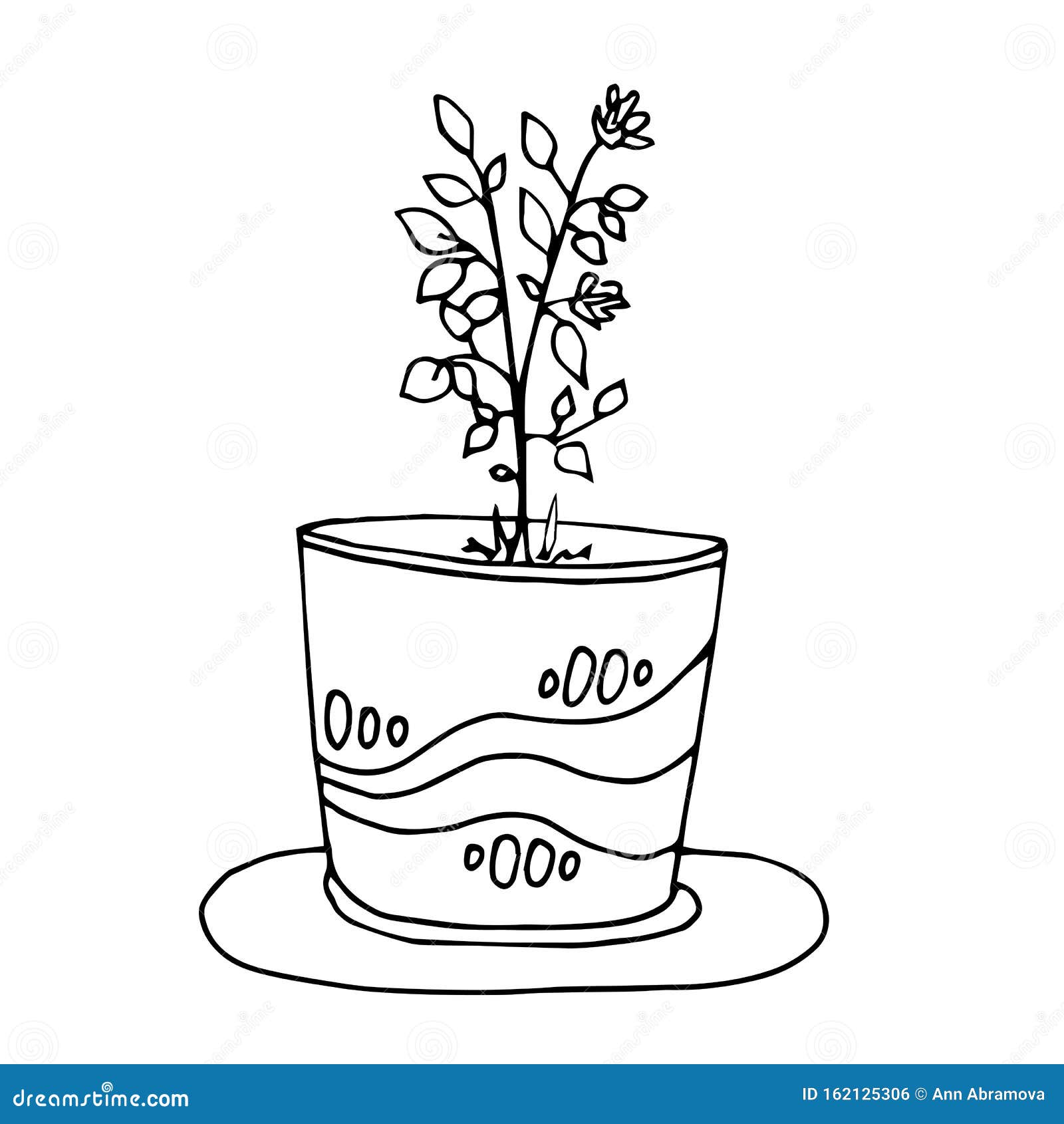 花盆着色本矢量图插图向量例证 插画包括有仙人掌 生态 图标 图象 房子 花盆 花卉