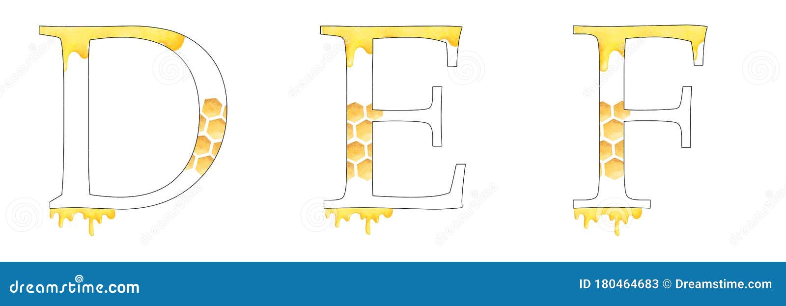 英语字母字母d E F 水色设计单字 蜂蜜 蜂窝白色隔离库存例证 插画包括有定义 节假日