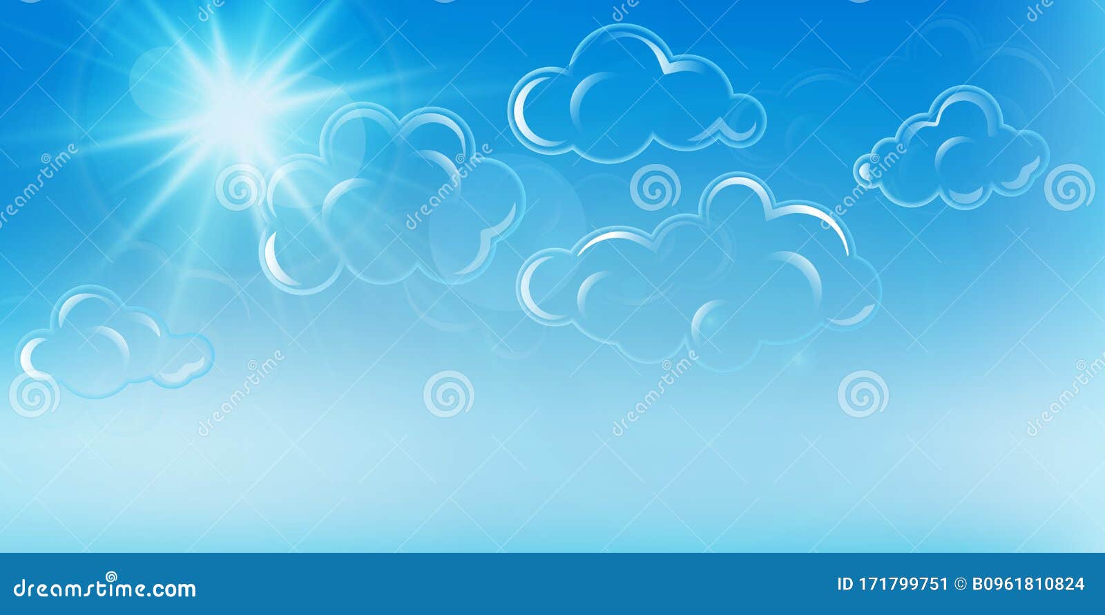 蓝天太阳背景清澈的夏天大自然 阳光天气白光日出 天堂亮闪闪的esp10 向量例证 插画包括有环境 强光