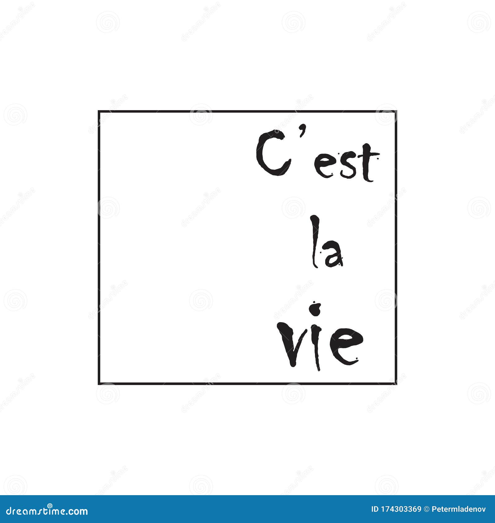 西拉维法语短语意味着生命时装 T恤 横幅 杯子 海报的刷字引言向量例证 插画包括有标签 设计