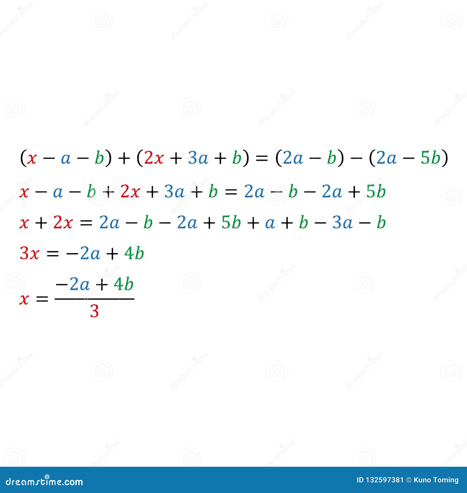 解决与一个易变的分数和整数的一个代数参数等式的例子向量例证 插画包括有教育 算术 等式 解决方法