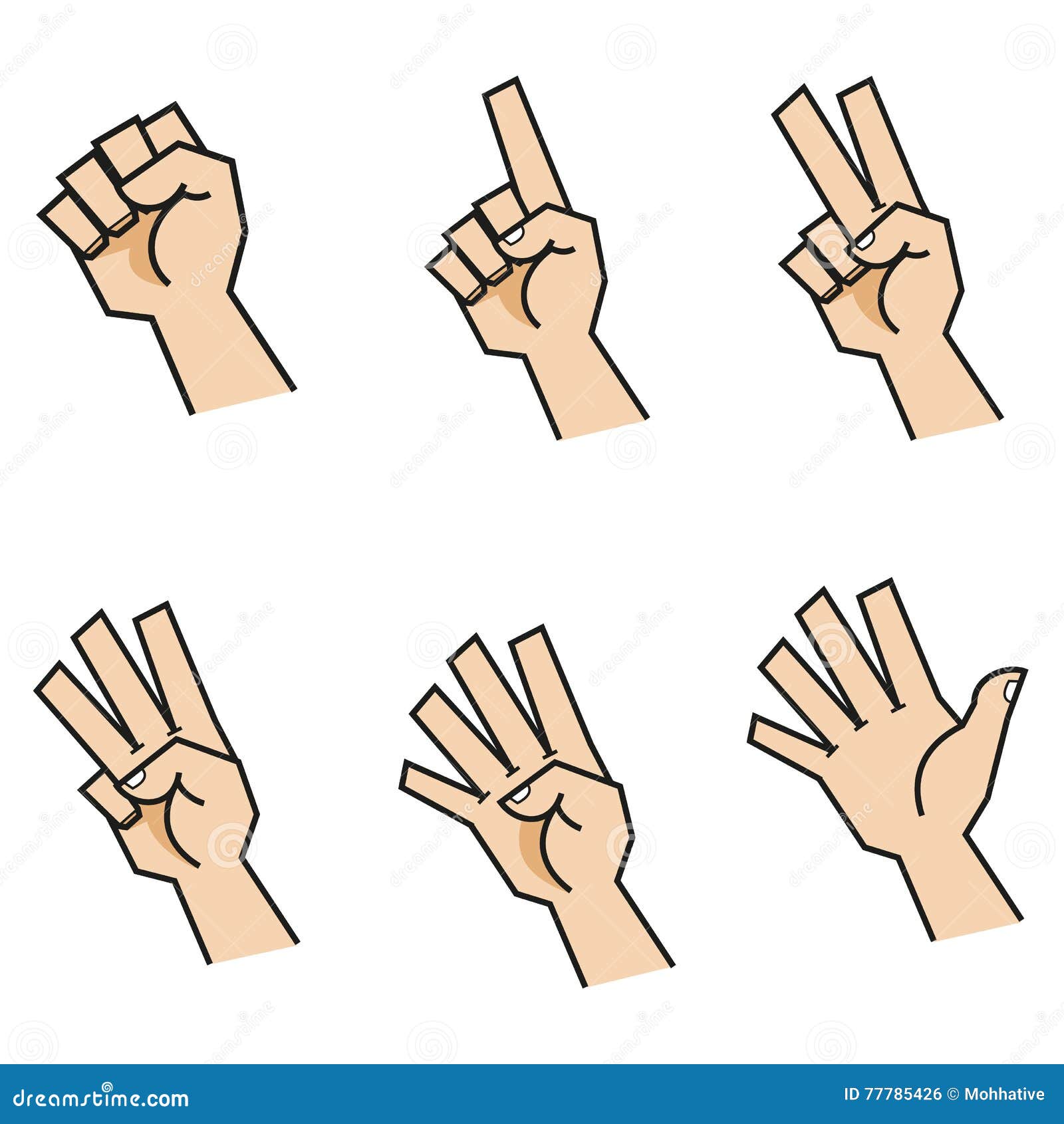 计数手正面图的手指库存例证 插画包括有