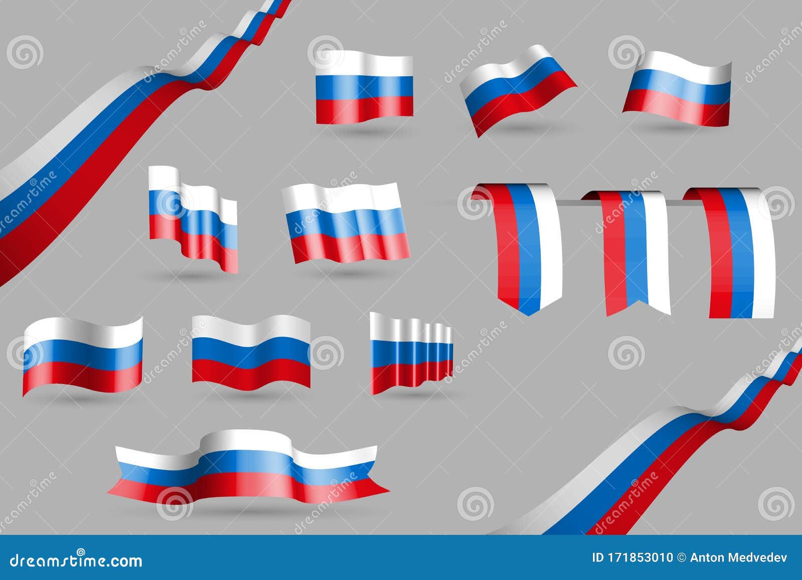 许多俄罗斯国旗 挥舞着横幅和书签库存例证 插画包括有例证 俄国 红色 空白 国家 人工