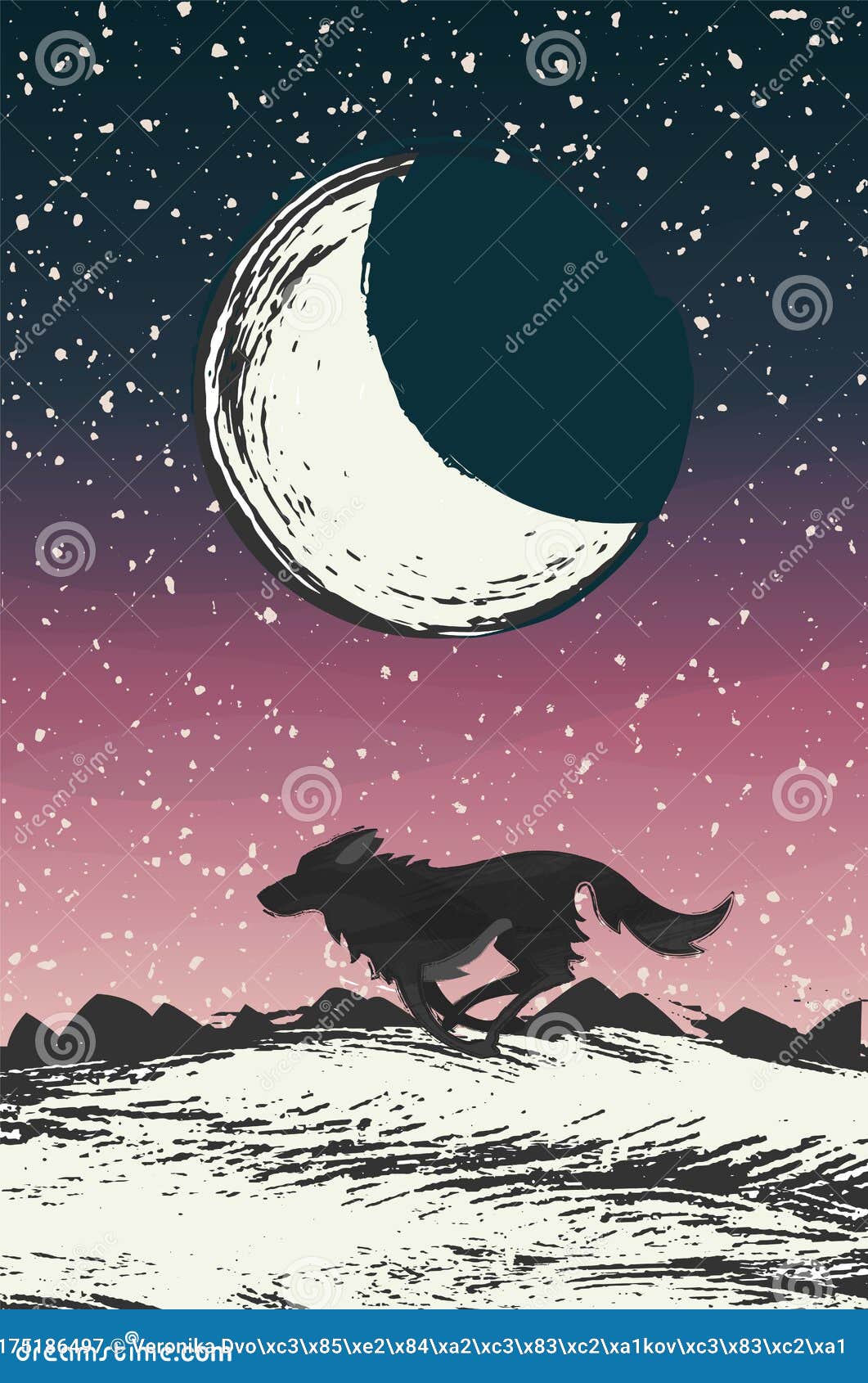 跑狼或跑狗的轮廓在背景大的月亮和星空向量例证 插画包括有敌意 山脉 海军 空白 通配 跑狼或跑狗的轮廓在背景大的月亮和星空向量例证 插画包括有敌意 山脉 海军 空白 通配